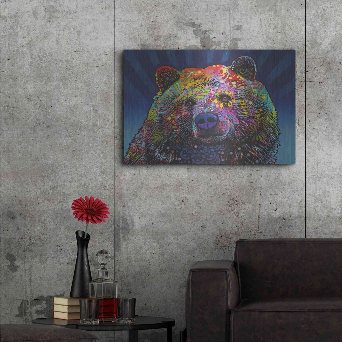 Luxe Metal Art 'Grizz' by Dean Russo, Metal Wall Art,36x24