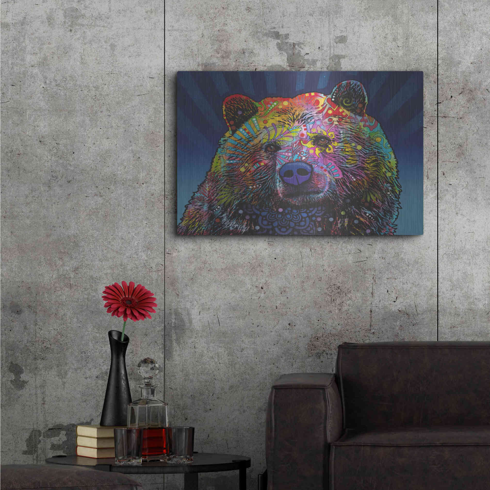 Luxe Metal Art 'Grizz' by Dean Russo, Metal Wall Art,36x24