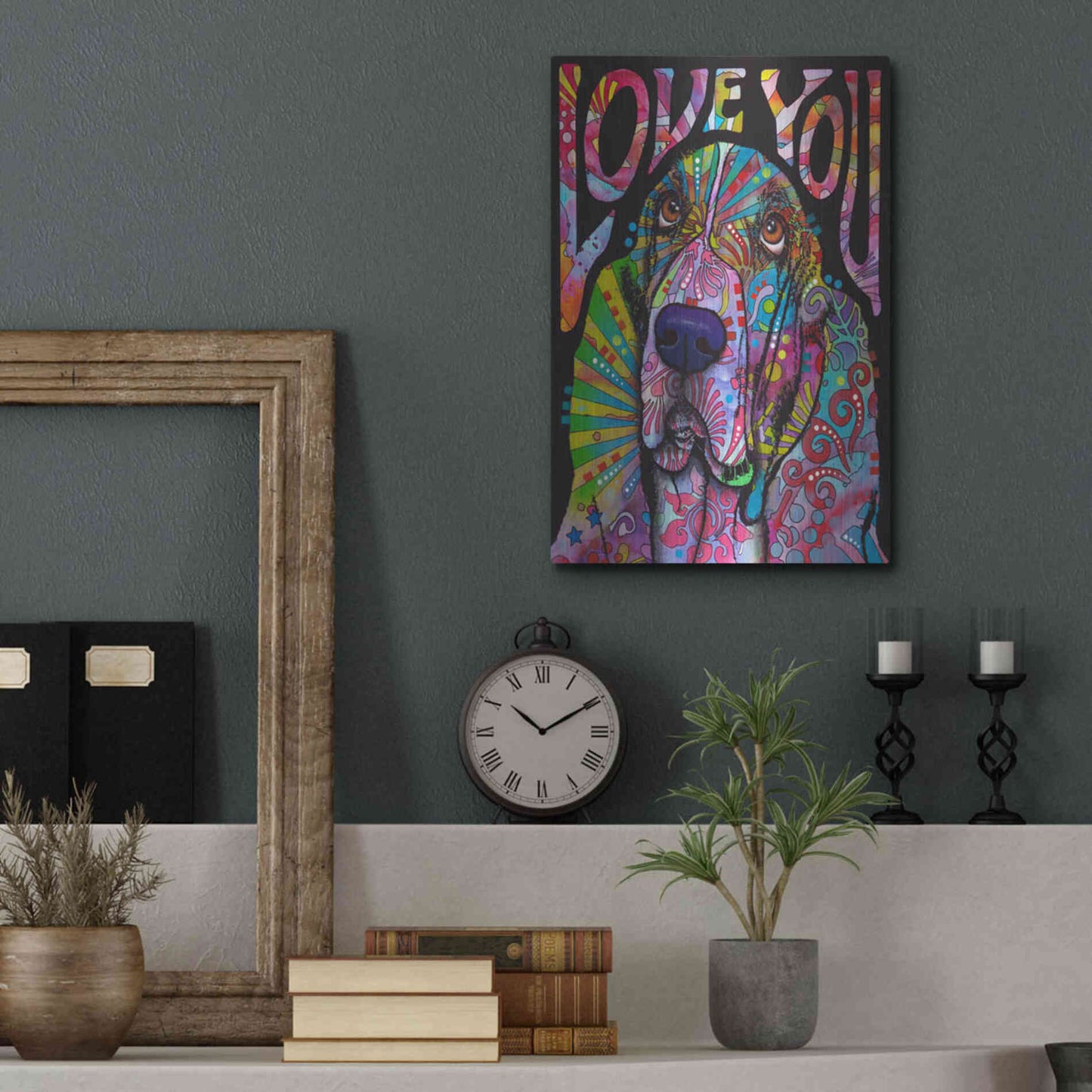 Luxe Metal Art 'Love You Basset' by Dean Russo, Metal Wall Art,12x16