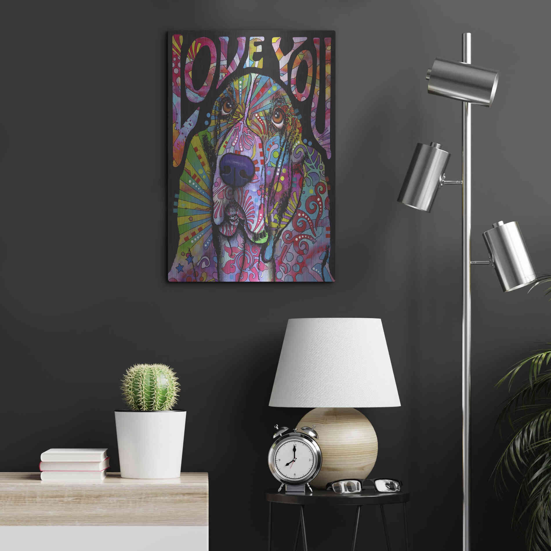 Luxe Metal Art 'Love You Basset' by Dean Russo, Metal Wall Art,16x24