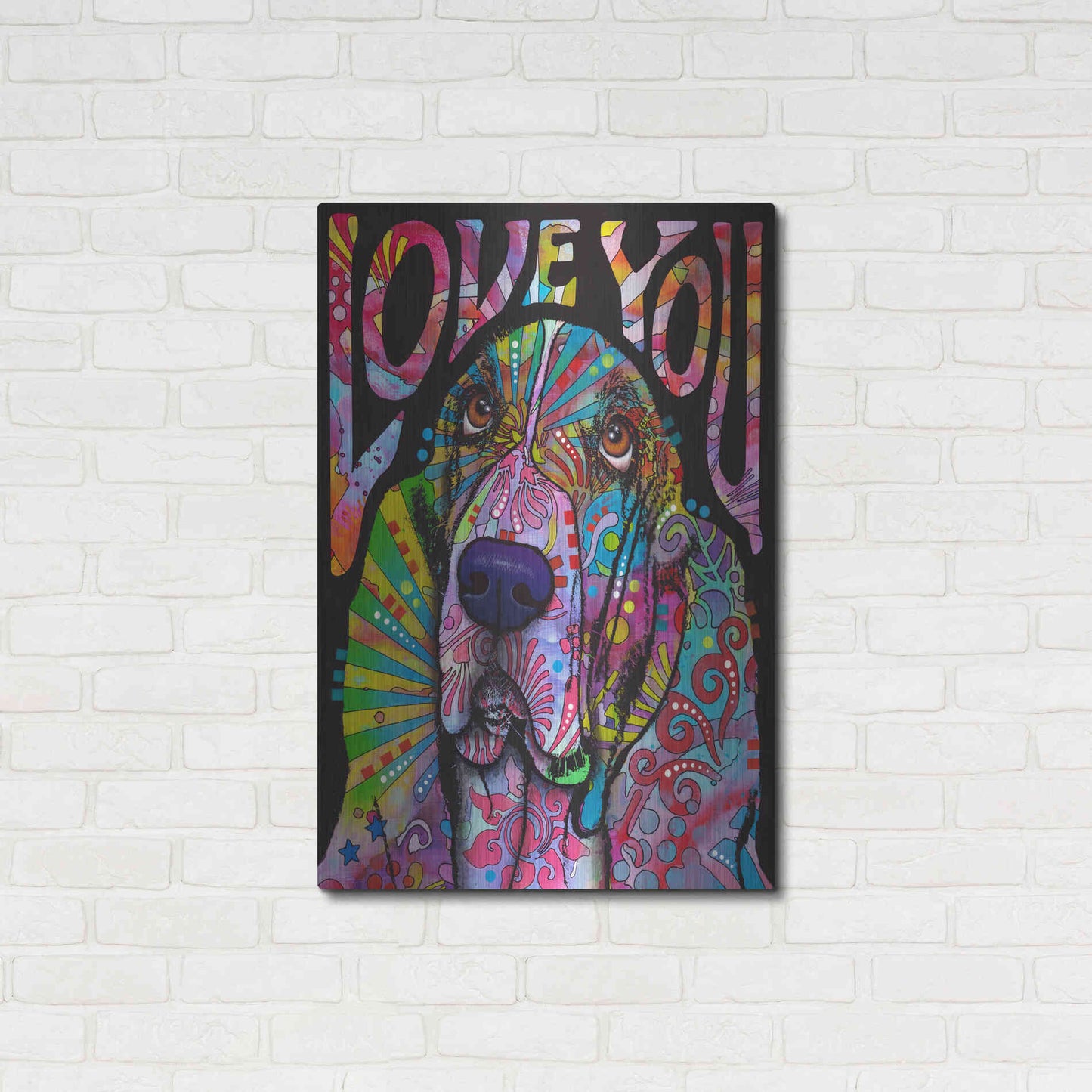 Luxe Metal Art 'Love You Basset' by Dean Russo, Metal Wall Art,24x36