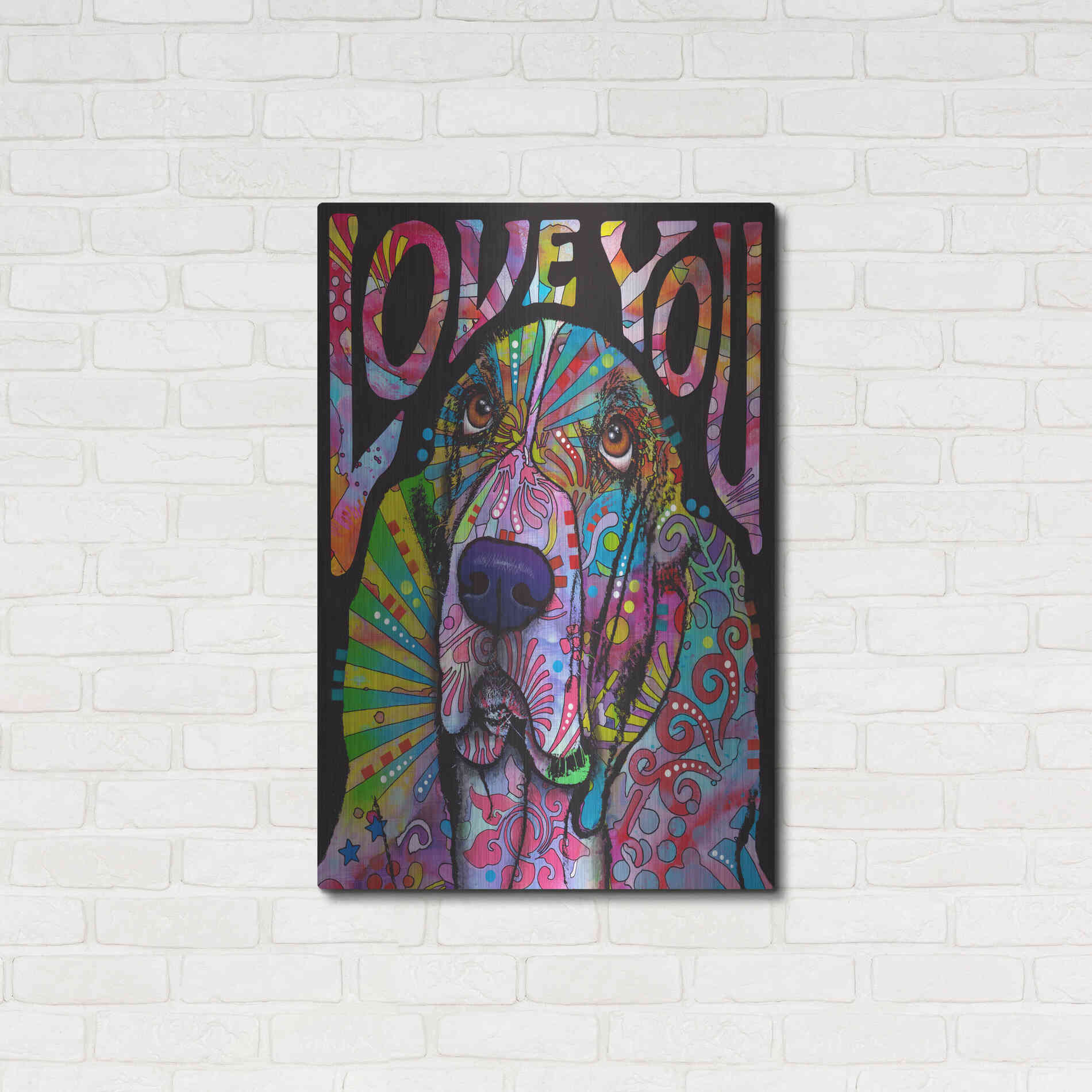 Luxe Metal Art 'Love You Basset' by Dean Russo, Metal Wall Art,24x36