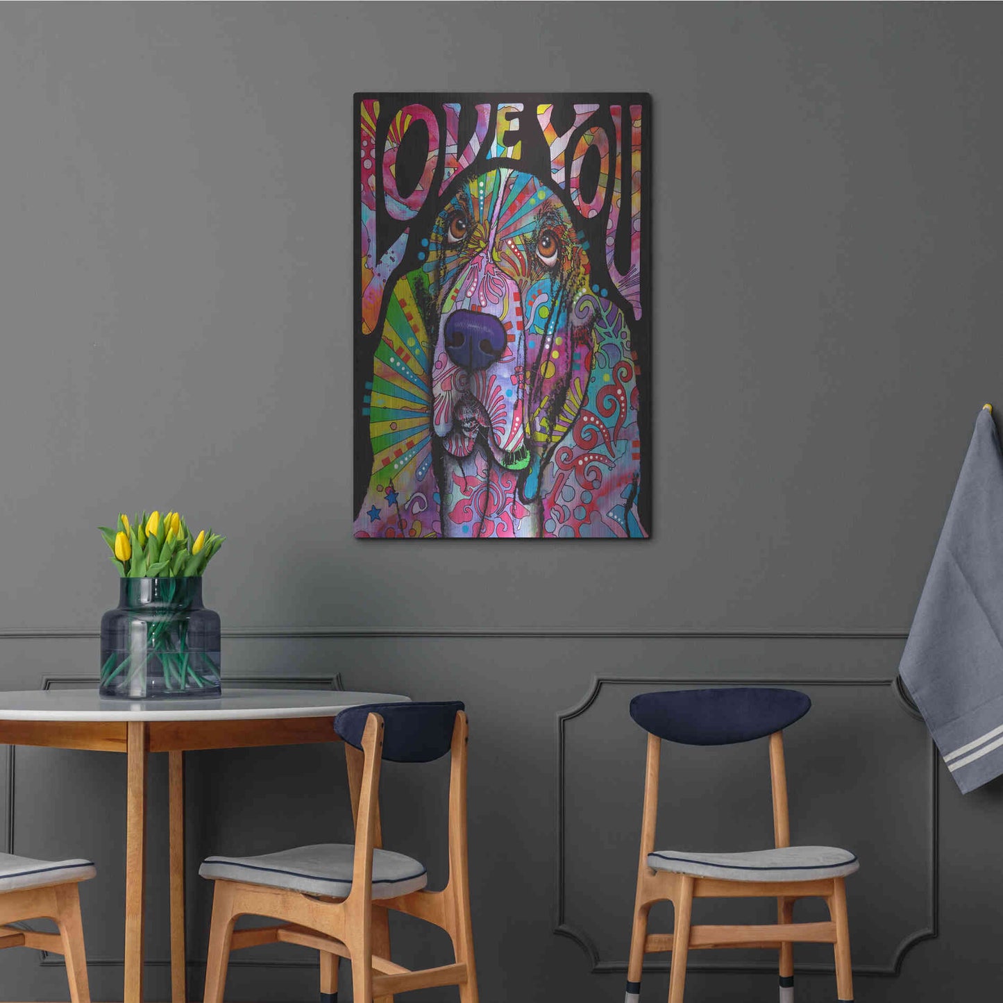 Luxe Metal Art 'Love You Basset' by Dean Russo, Metal Wall Art,24x36