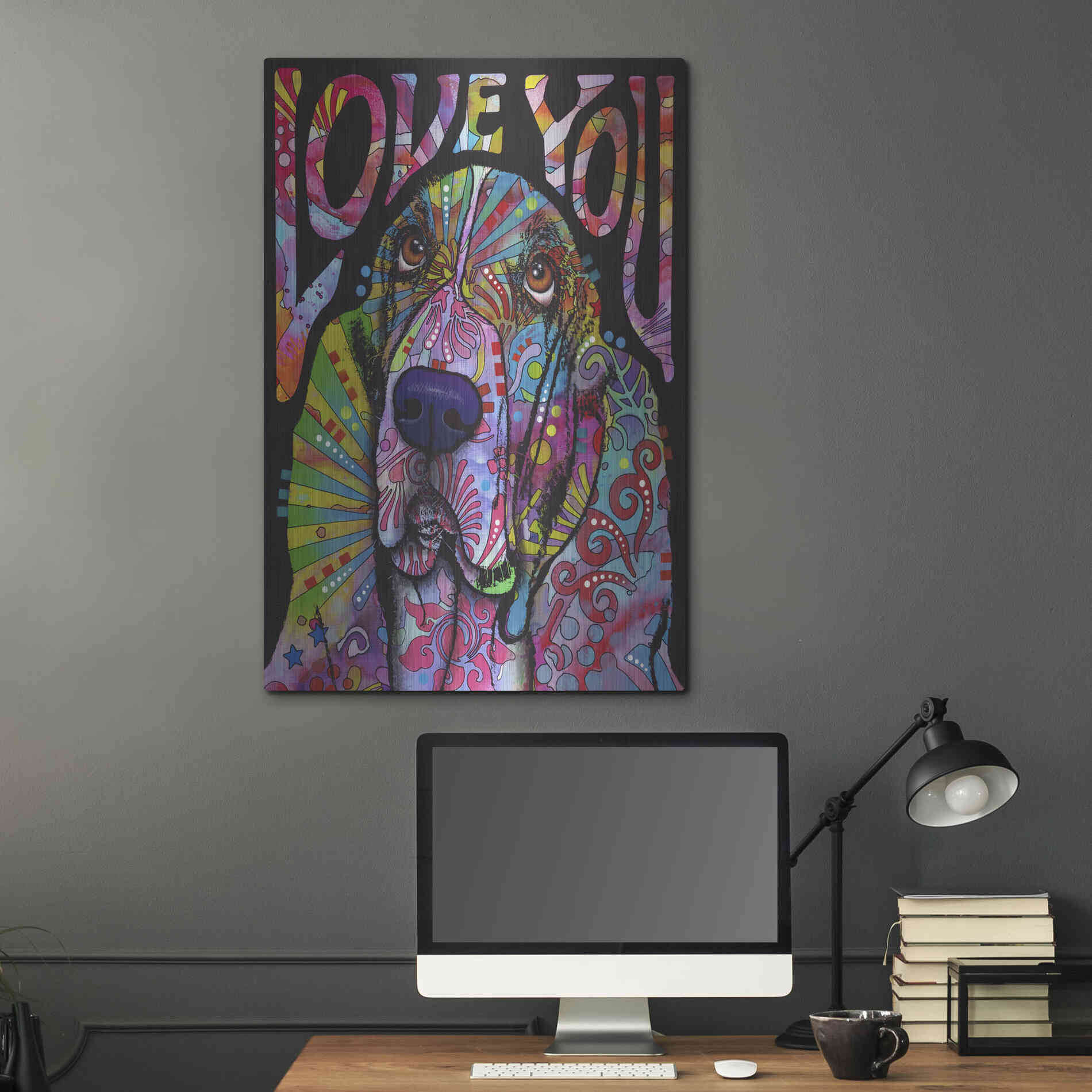 Luxe Metal Art 'Love You Basset' by Dean Russo, Metal Wall Art,24x36