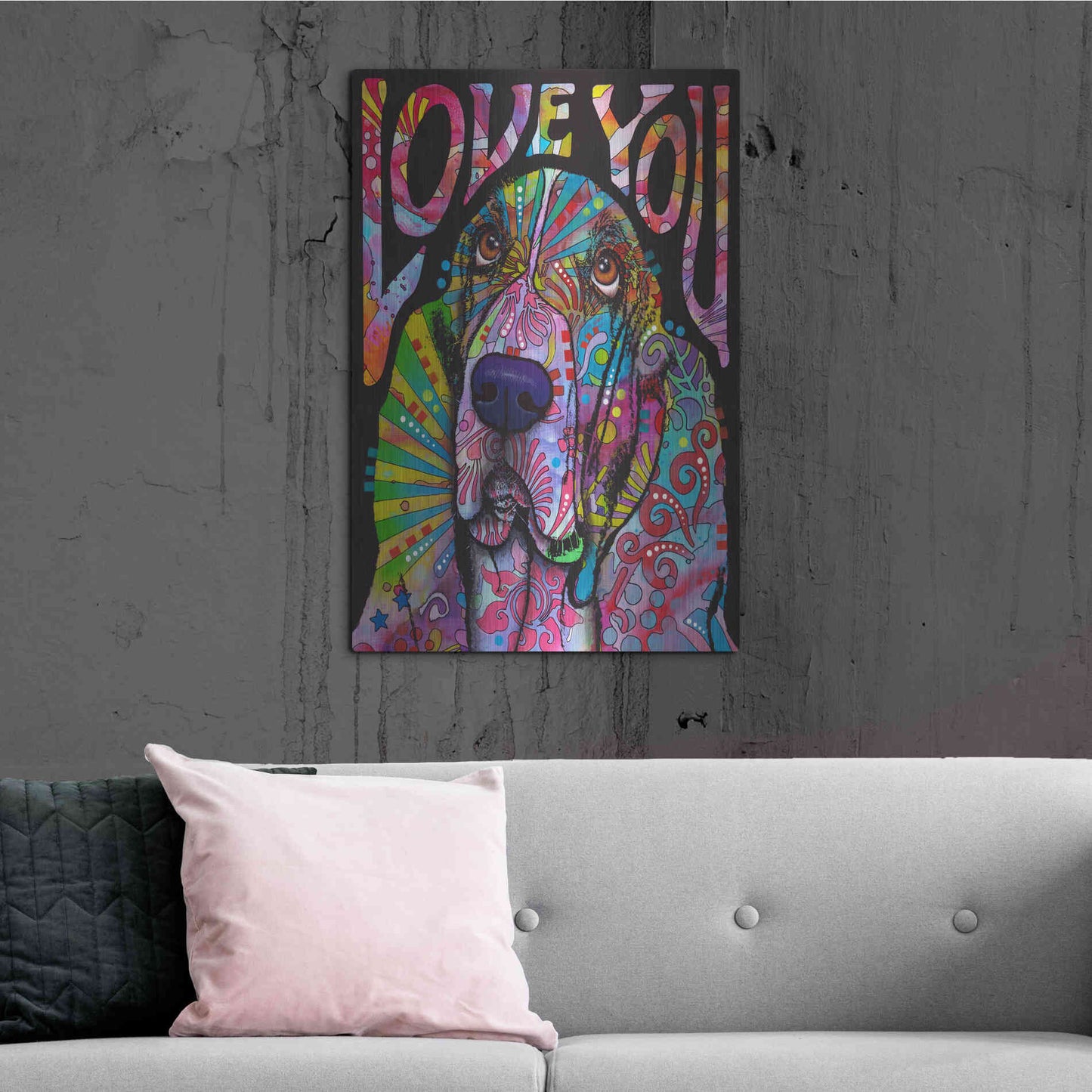 Luxe Metal Art 'Love You Basset' by Dean Russo, Metal Wall Art,24x36