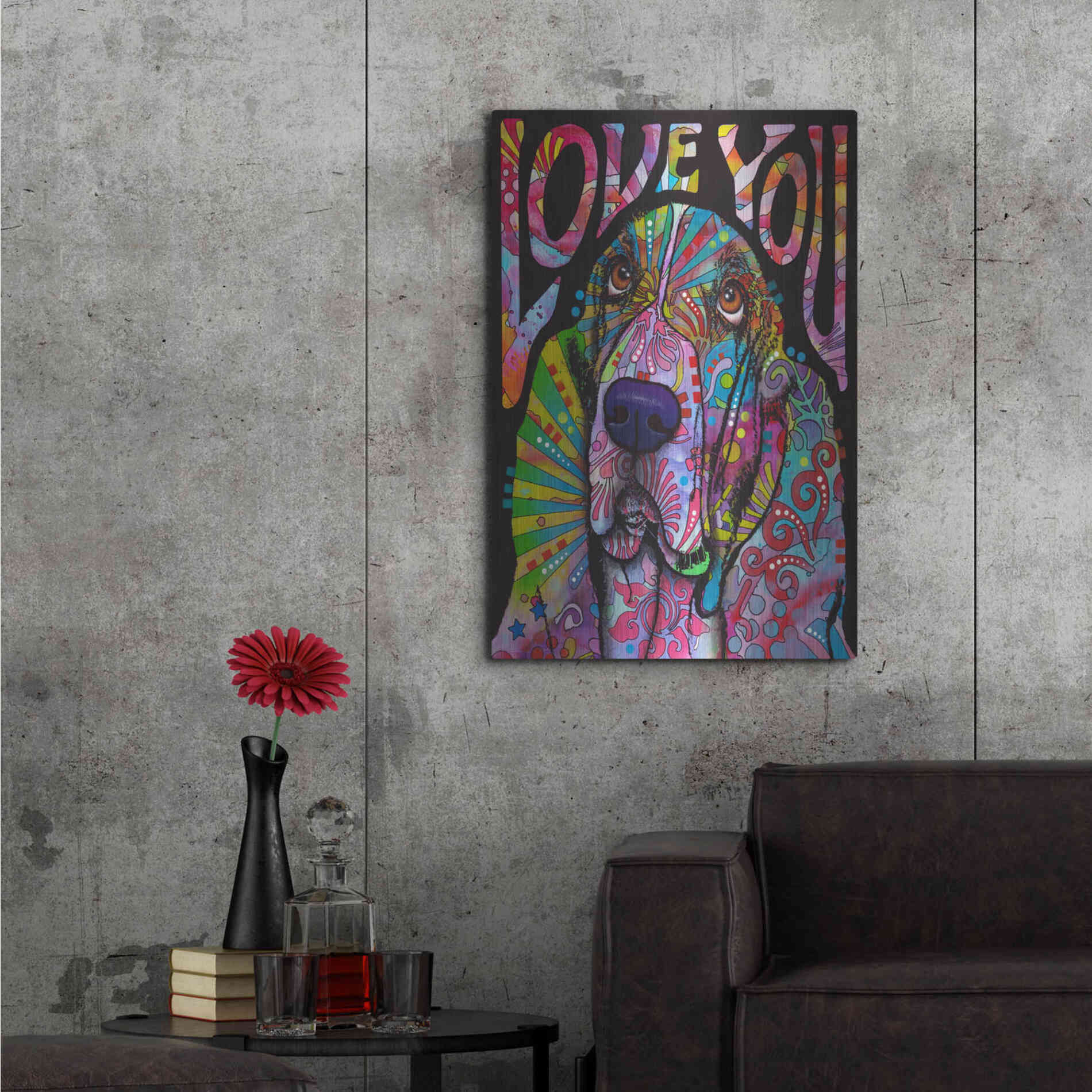 Luxe Metal Art 'Love You Basset' by Dean Russo, Metal Wall Art,24x36