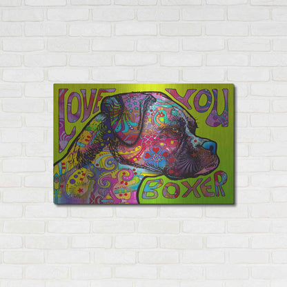 Luxe Metal Art 'Love You Boxer' by Dean Russo, Metal Wall Art,36x24