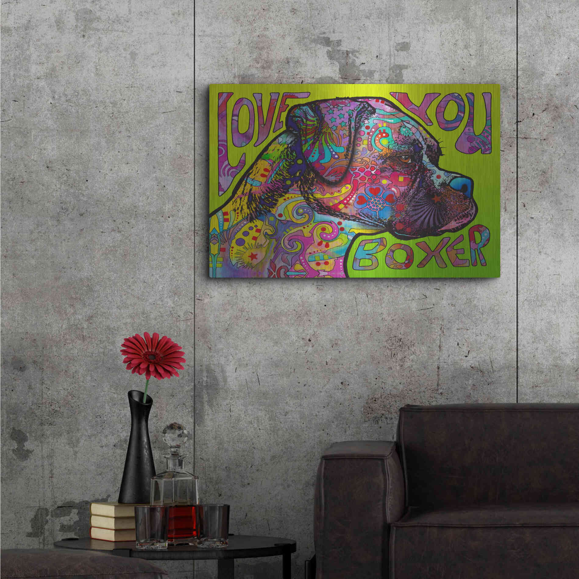 Luxe Metal Art 'Love You Boxer' by Dean Russo, Metal Wall Art,36x24