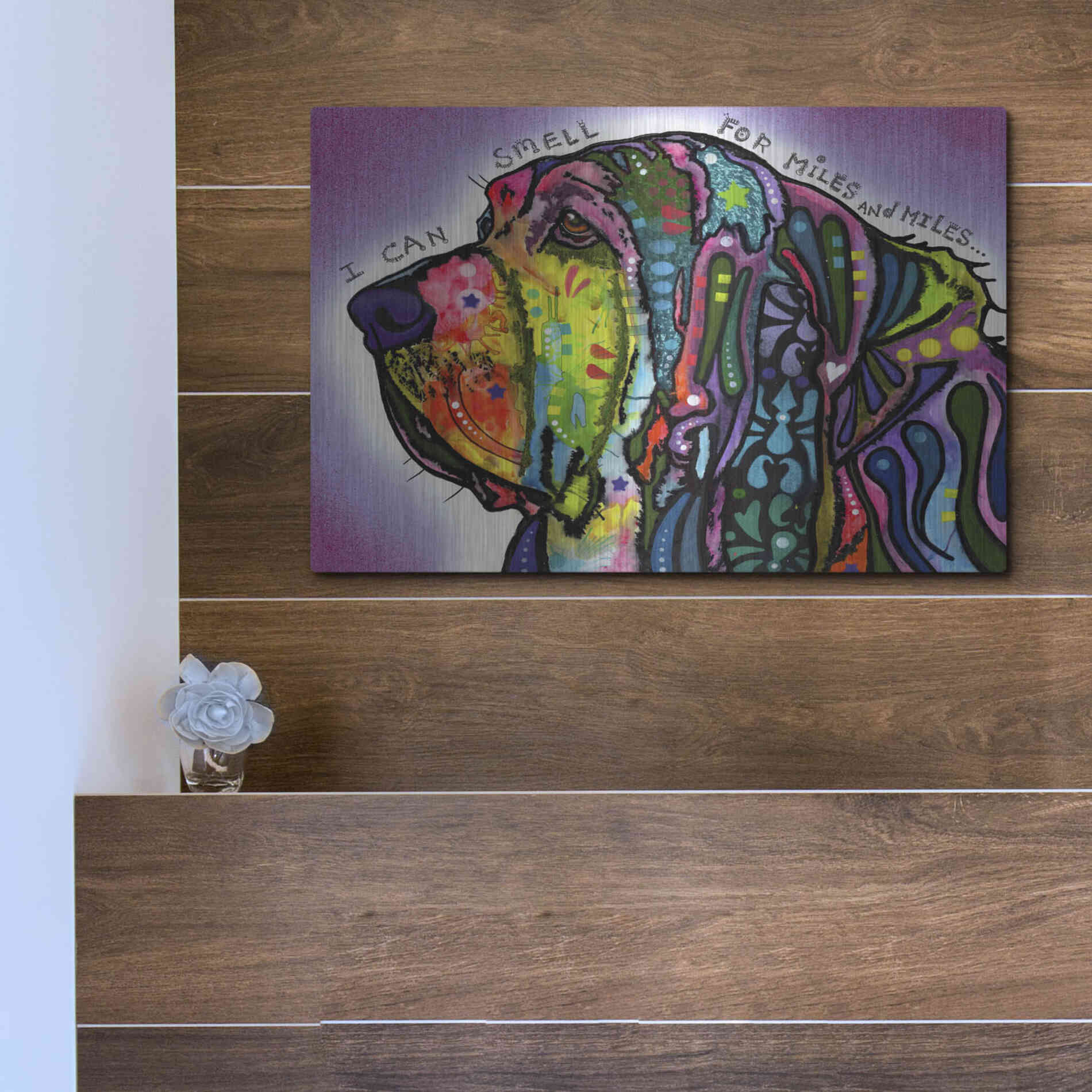 Luxe Metal Art 'I Can Smell (Bloodhound)' by Dean Russo, Metal Wall Art,16x12