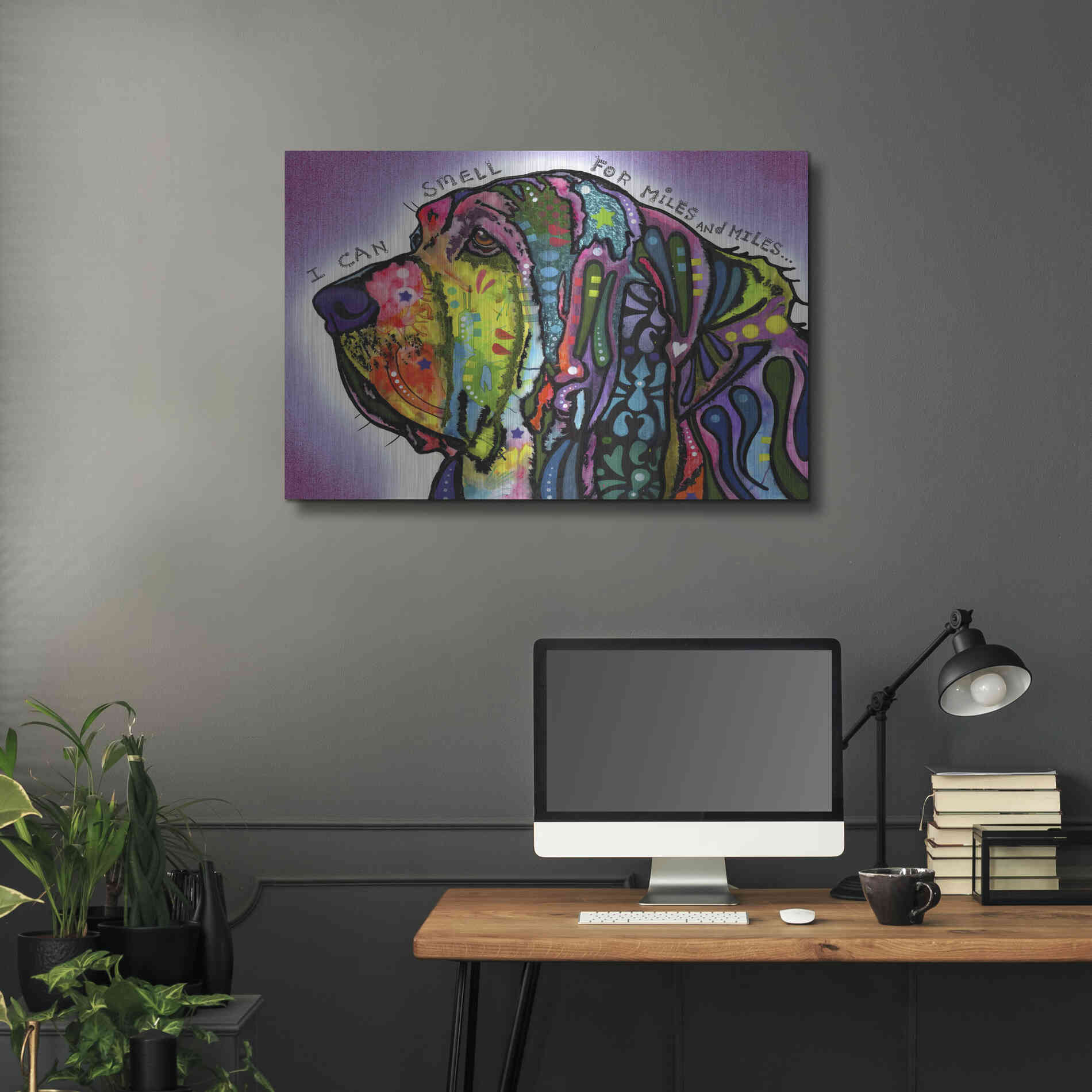 Luxe Metal Art 'I Can Smell (Bloodhound)' by Dean Russo, Metal Wall Art,36x24