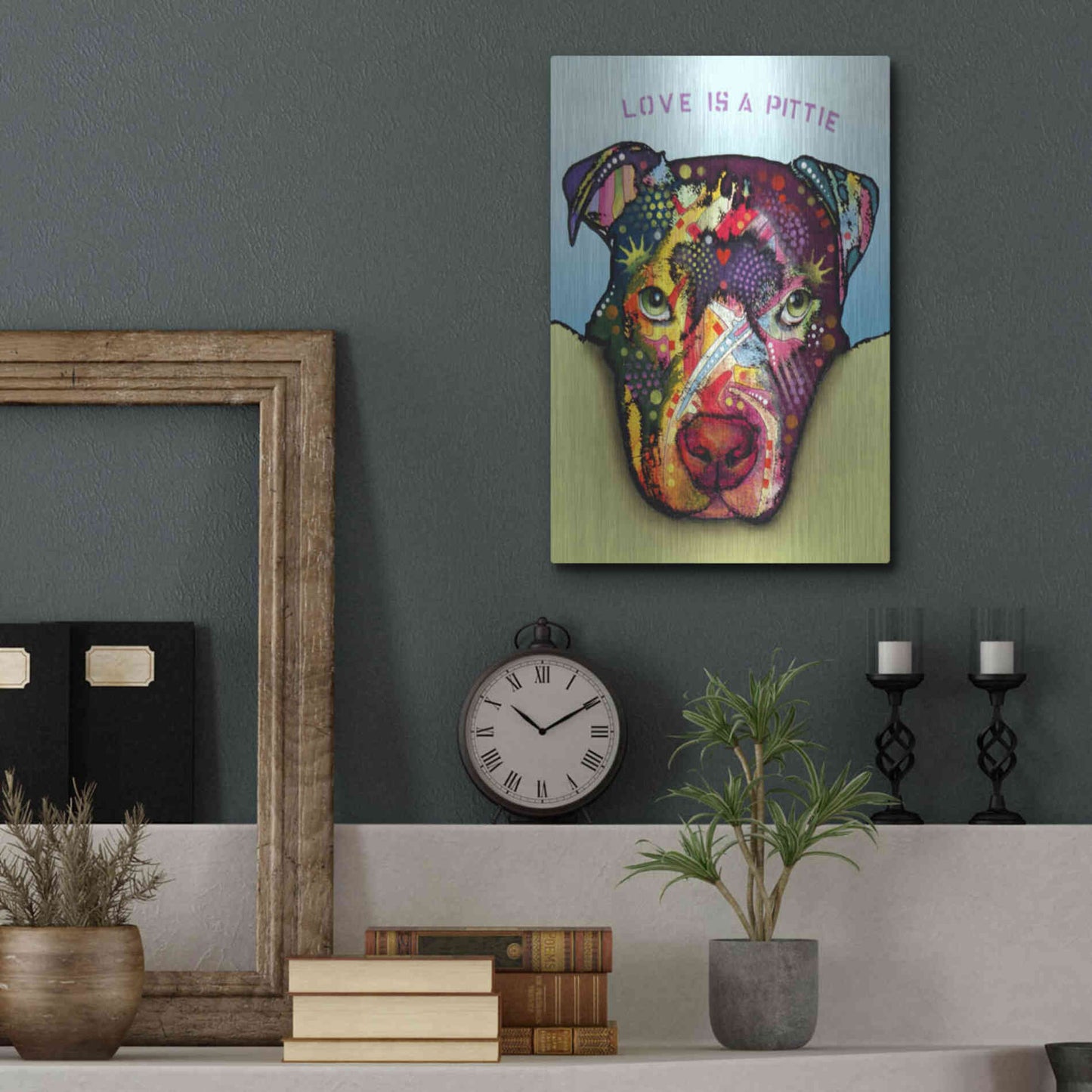 Luxe Metal Art 'Love Is A Pittie' by Dean Russo, Metal Wall Art,12x16