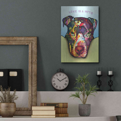 Luxe Metal Art 'Love Is A Pittie' by Dean Russo, Metal Wall Art,12x16