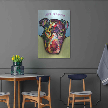 Luxe Metal Art 'Love Is A Pittie' by Dean Russo, Metal Wall Art,24x36