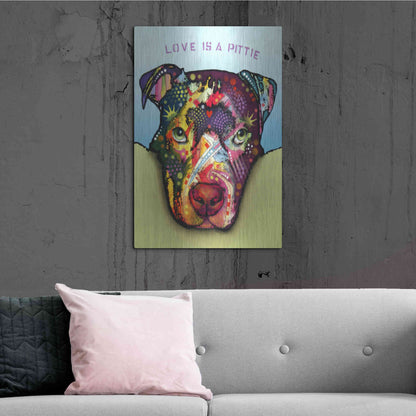 Luxe Metal Art 'Love Is A Pittie' by Dean Russo, Metal Wall Art,24x36