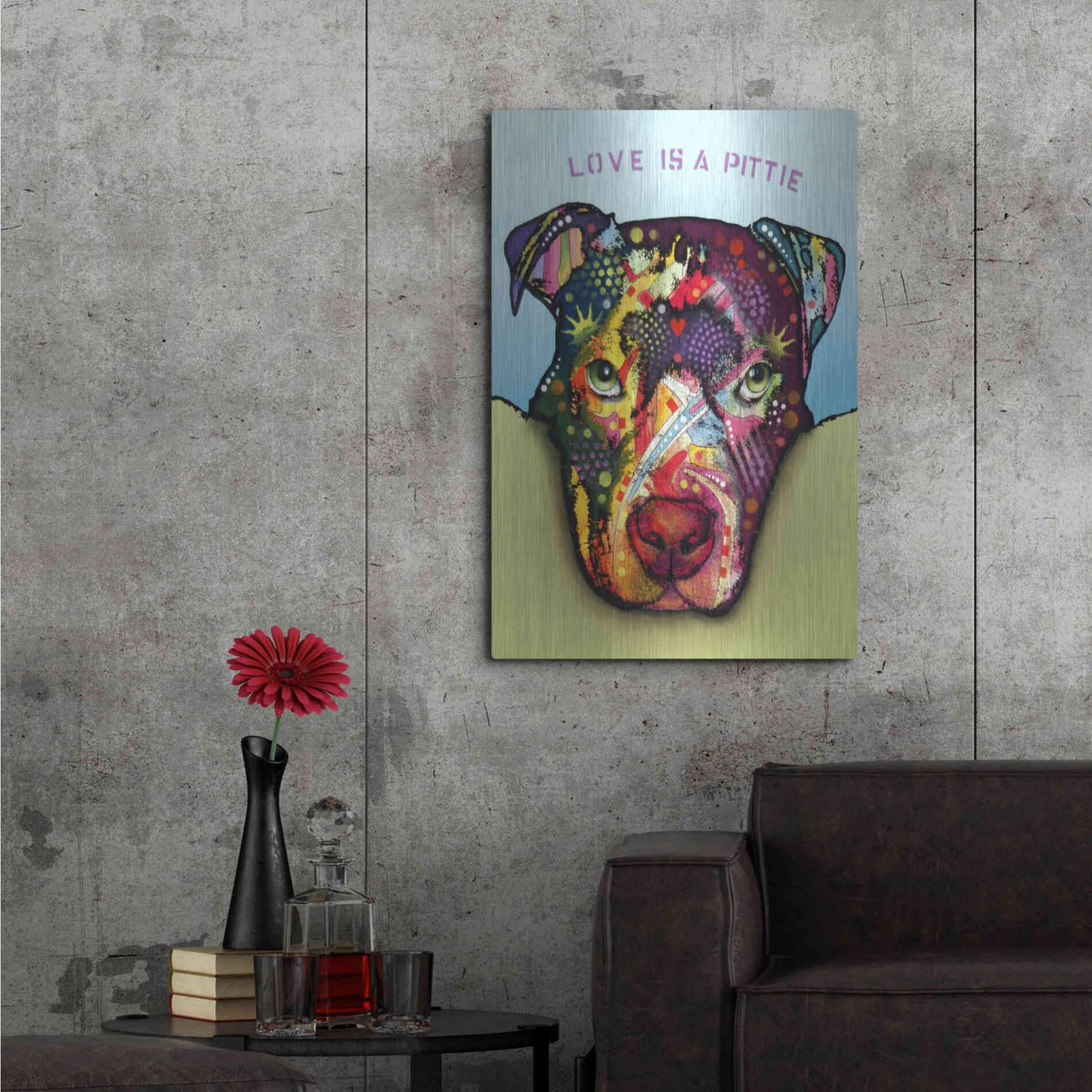 Luxe Metal Art 'Love Is A Pittie' by Dean Russo, Metal Wall Art,24x36