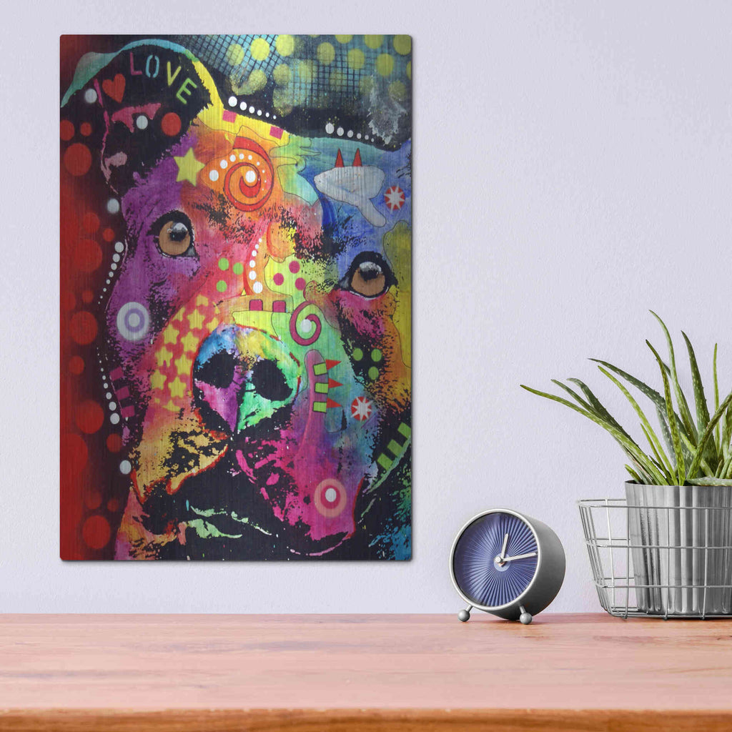 Luxe Metal Art 'Thoughtful Pit Classic' by Dean Russo, Metal Wall Art,12x16