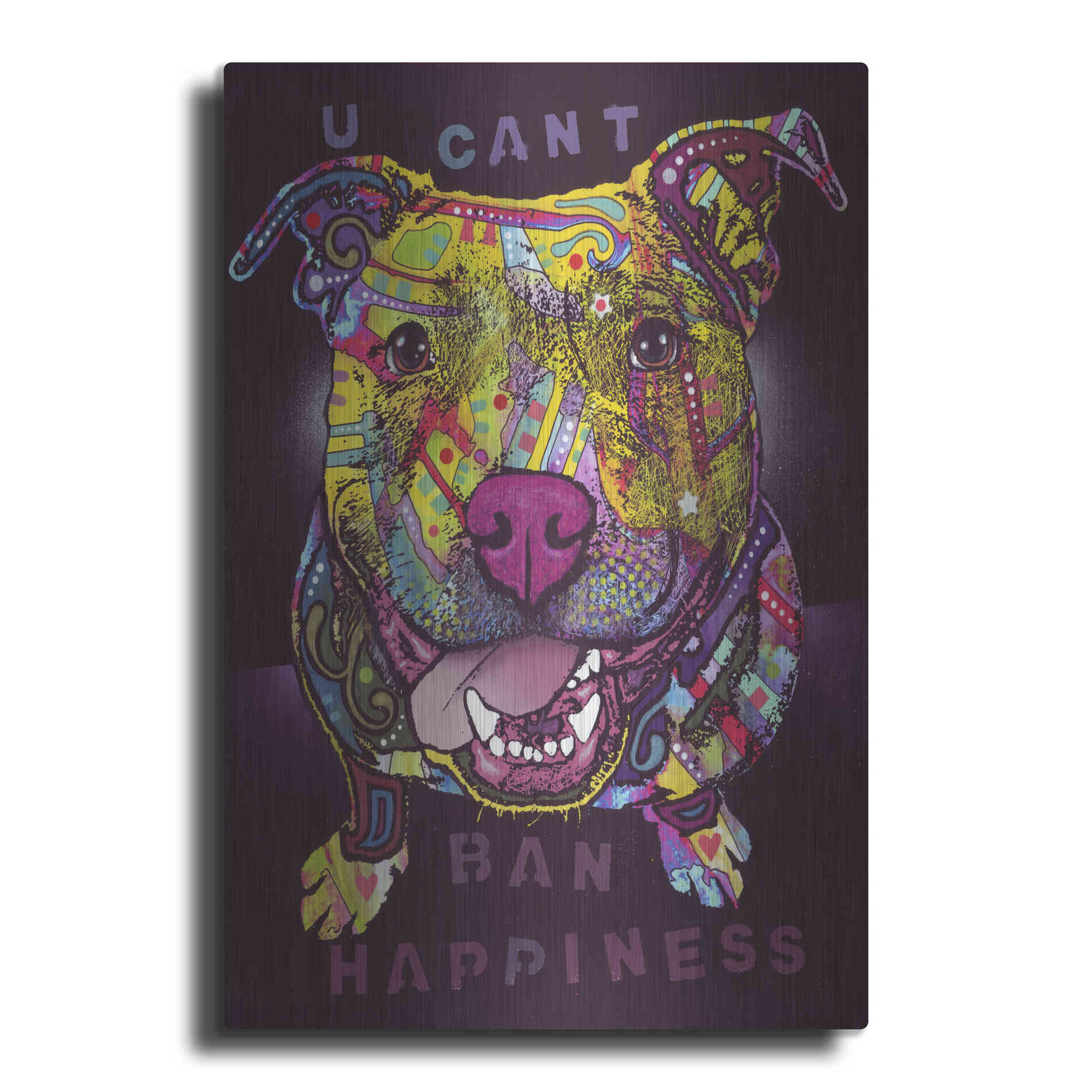 Luxe Metal Art 'U Cant Ban Happiness' by Dean Russo, Metal Wall Art