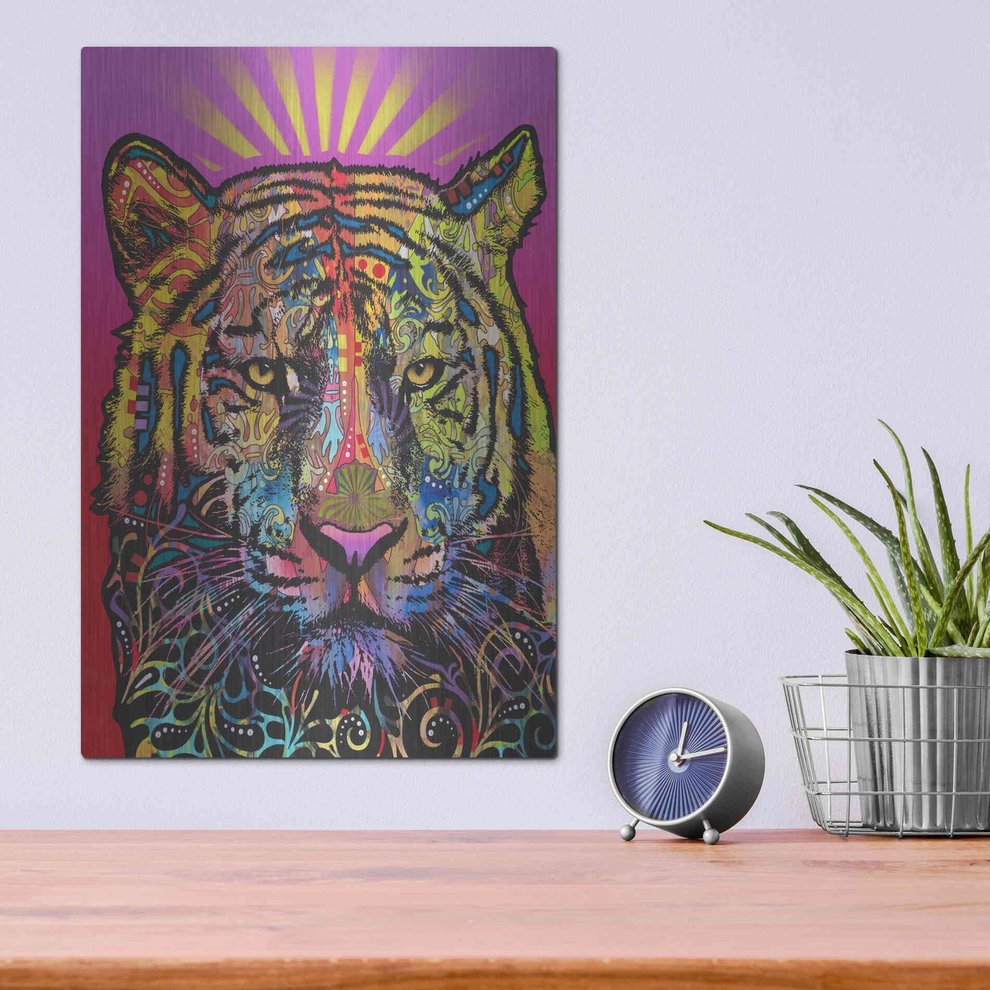 Luxe Metal Art 'Regal (Tiger)' by Dean Russo, Metal Wall Art,12x16