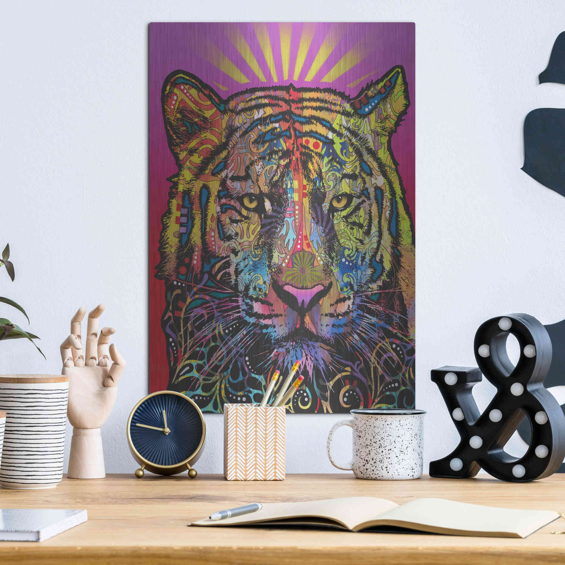 Luxe Metal Art 'Regal (Tiger)' by Dean Russo, Metal Wall Art,12x16