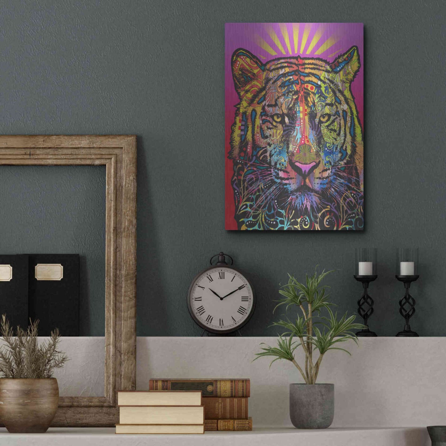 Luxe Metal Art 'Regal (Tiger)' by Dean Russo, Metal Wall Art,12x16