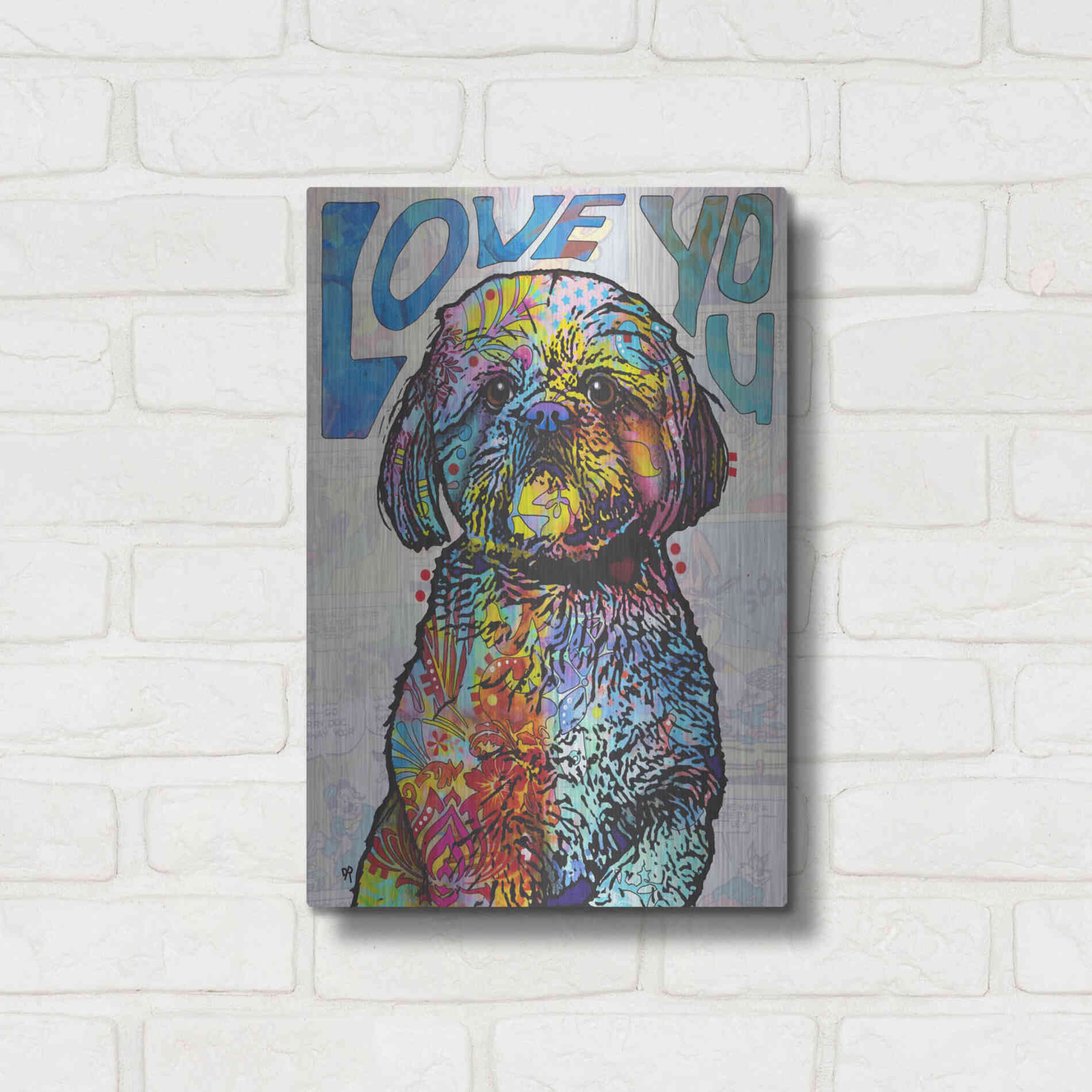 Luxe Metal Art 'Love You Shih Tzu' by Dean Russo, Metal Wall Art,12x16