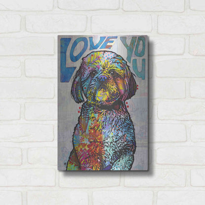 Luxe Metal Art 'Love You Shih Tzu' by Dean Russo, Metal Wall Art,12x16