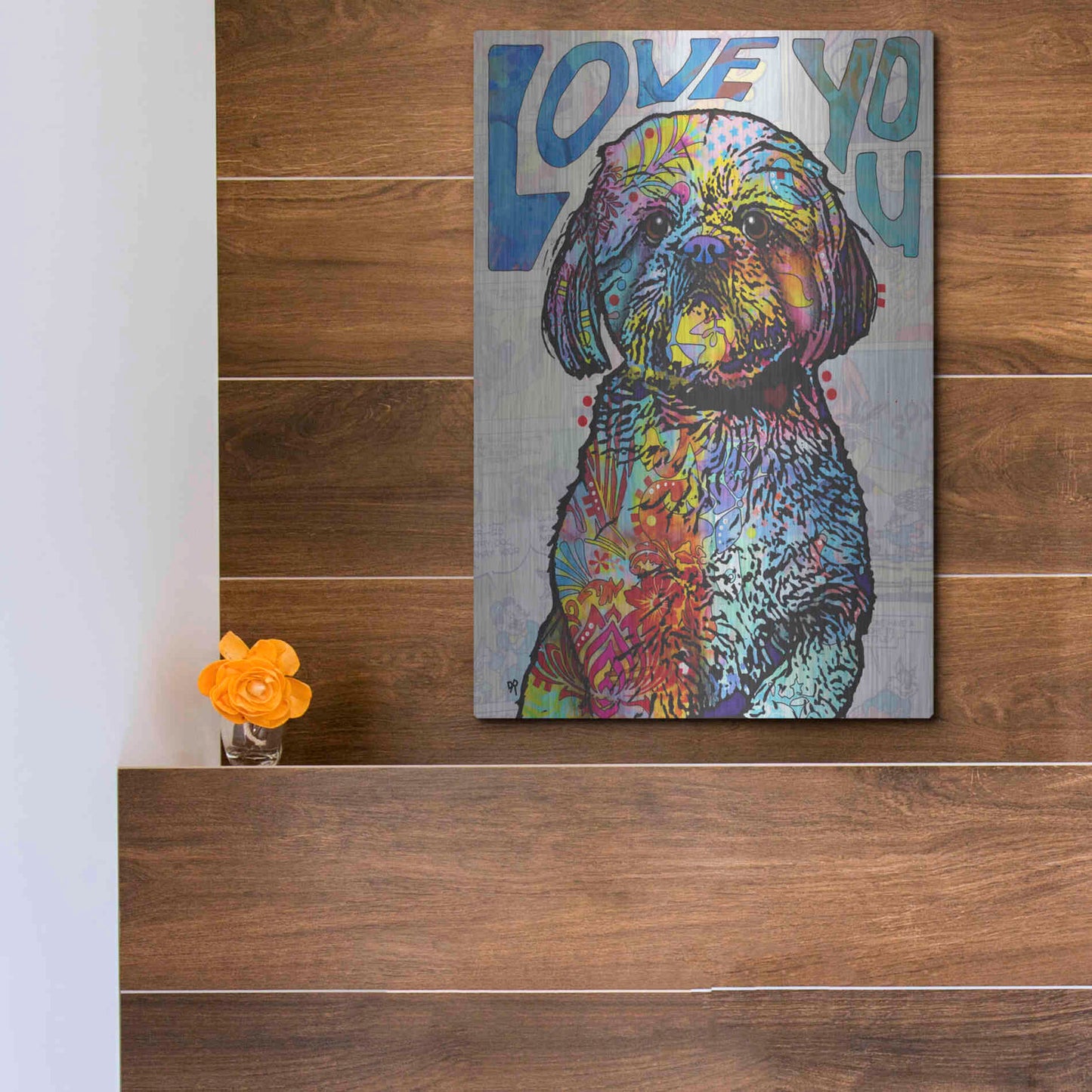 Luxe Metal Art 'Love You Shih Tzu' by Dean Russo, Metal Wall Art,12x16