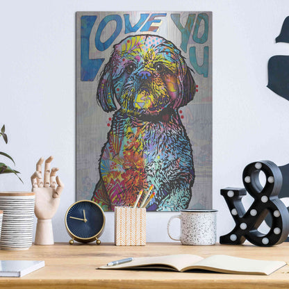 Luxe Metal Art 'Love You Shih Tzu' by Dean Russo, Metal Wall Art,12x16