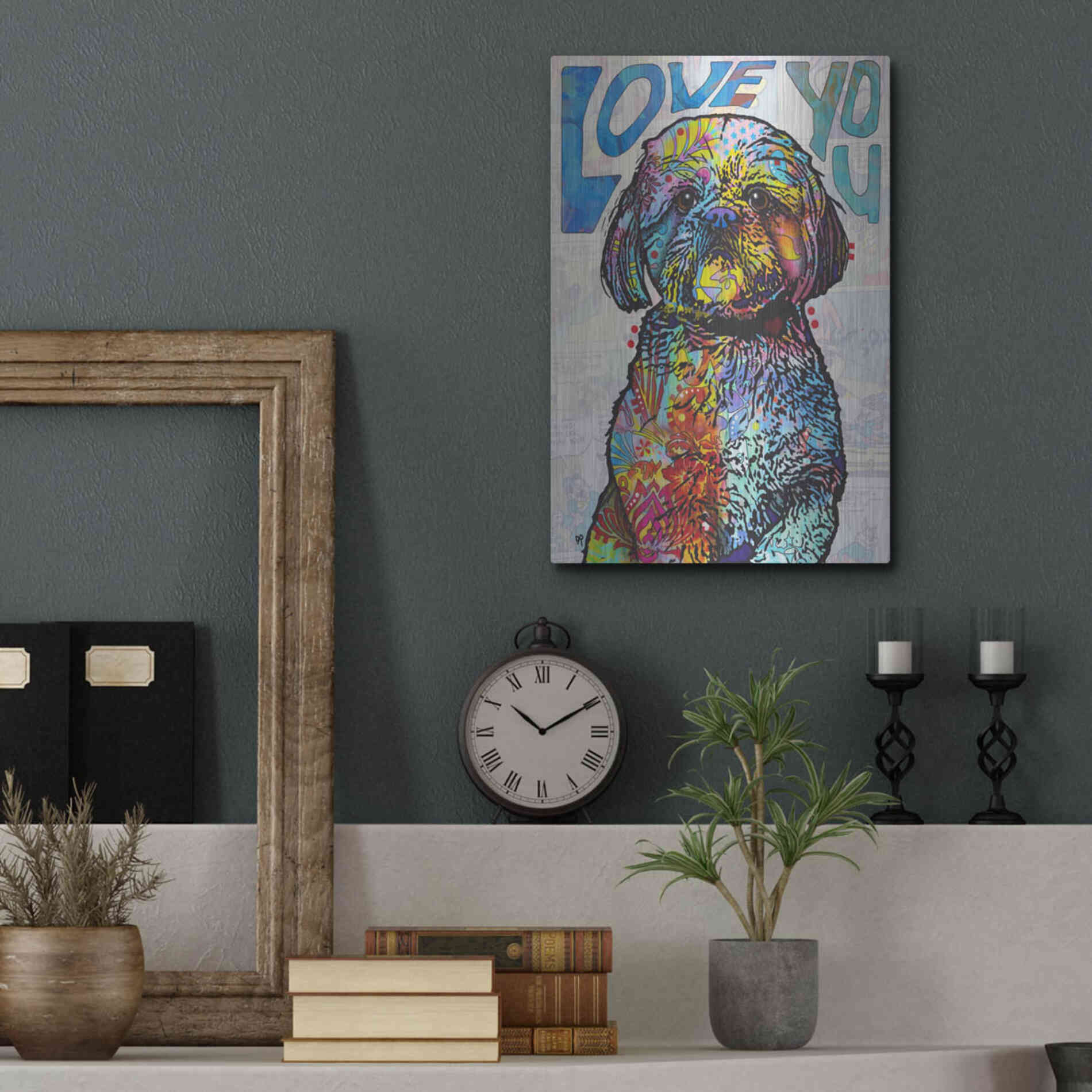 Luxe Metal Art 'Love You Shih Tzu' by Dean Russo, Metal Wall Art,12x16