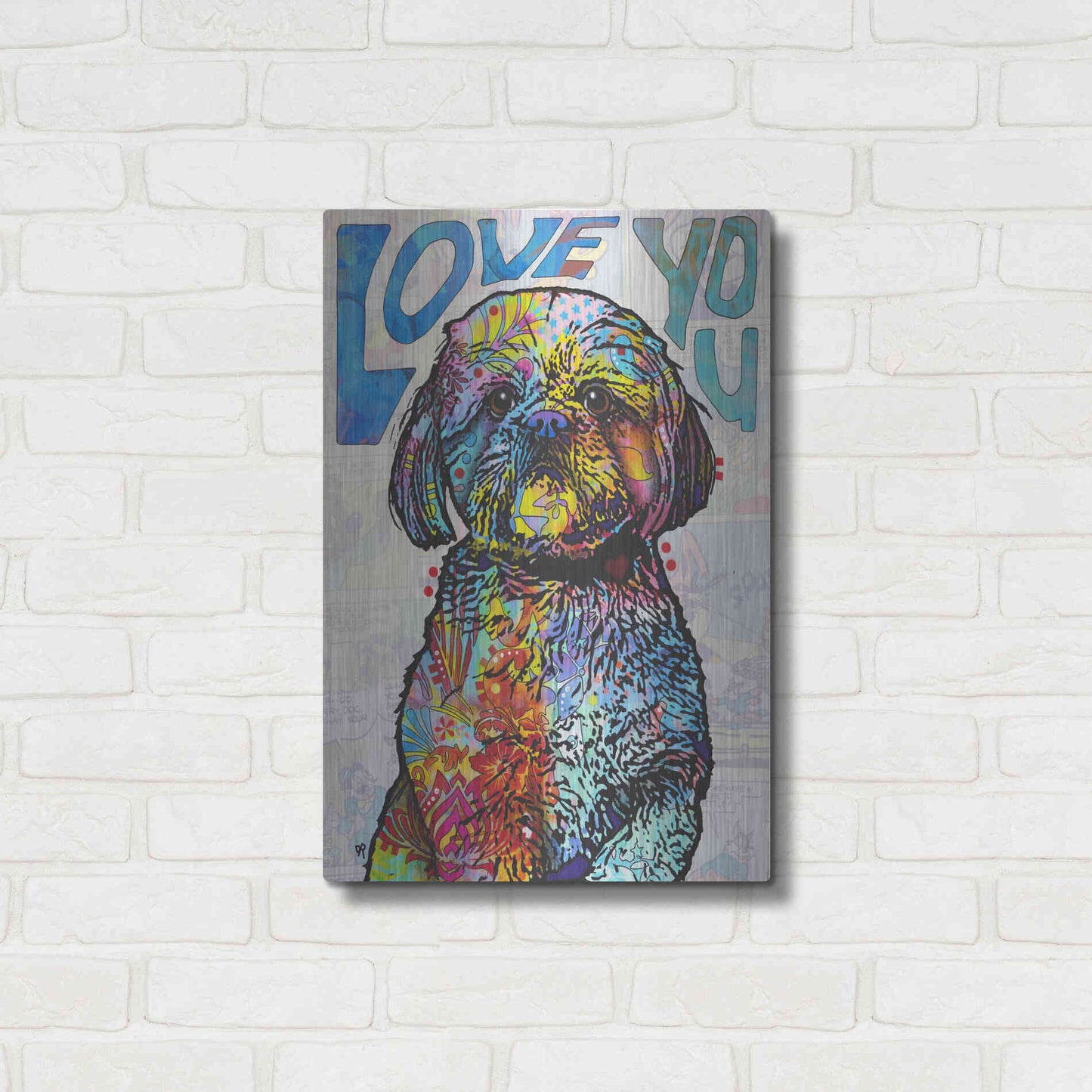 Luxe Metal Art 'Love You Shih Tzu' by Dean Russo, Metal Wall Art,16x24