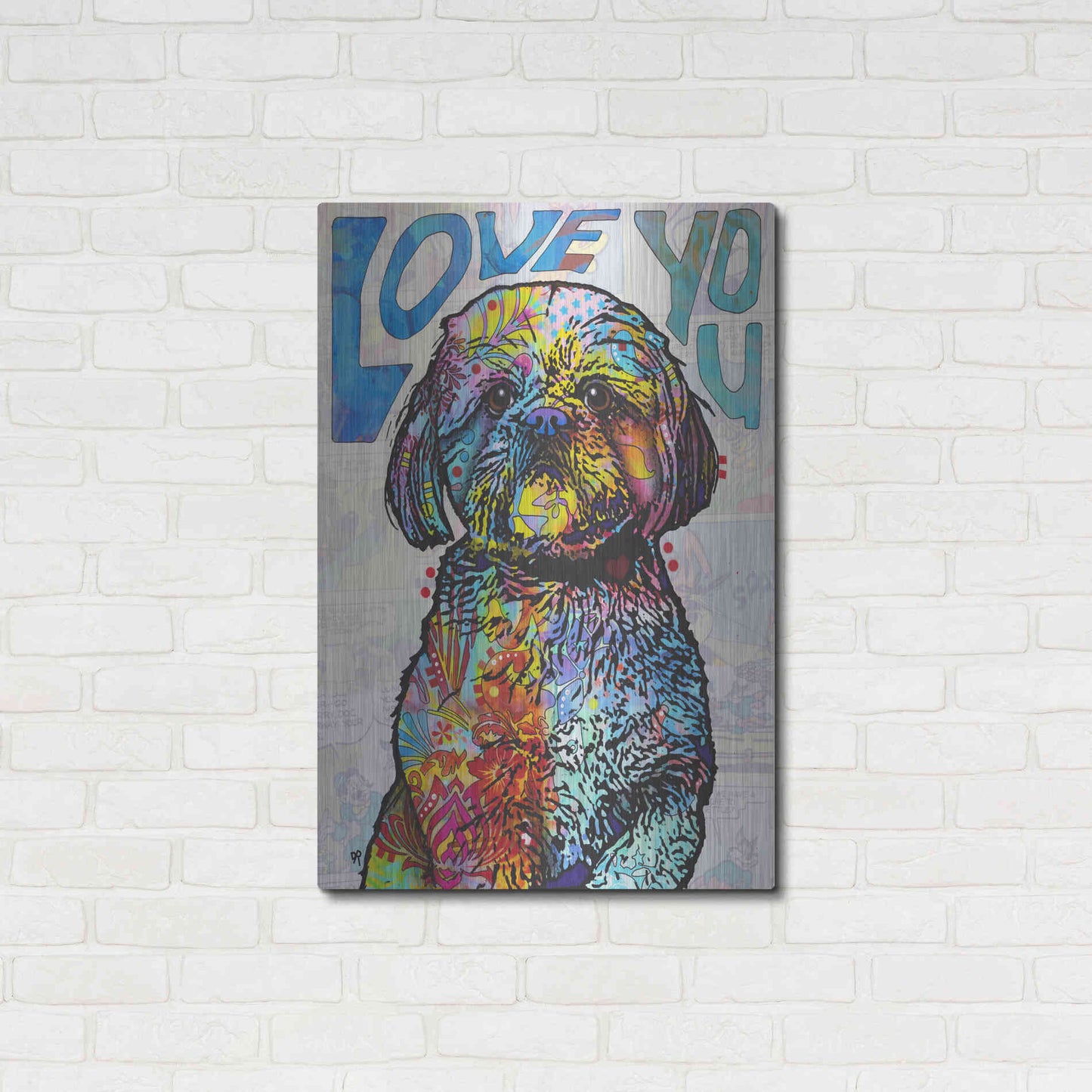 Luxe Metal Art 'Love You Shih Tzu' by Dean Russo, Metal Wall Art,24x36