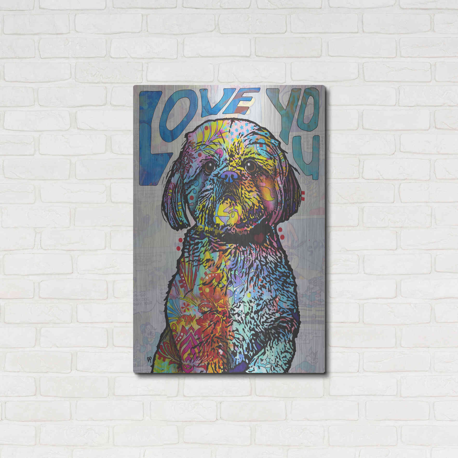 Luxe Metal Art 'Love You Shih Tzu' by Dean Russo, Metal Wall Art,24x36