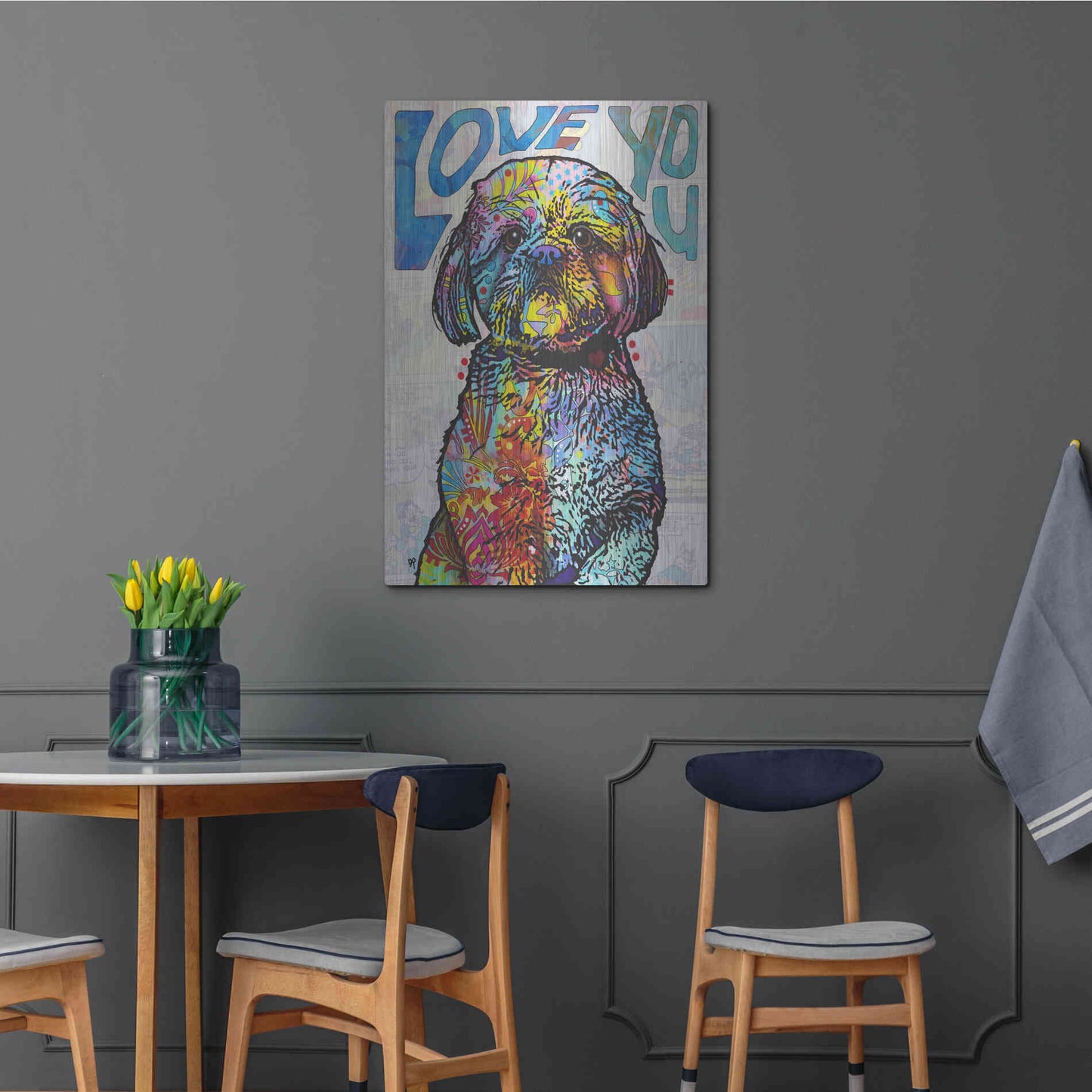 Luxe Metal Art 'Love You Shih Tzu' by Dean Russo, Metal Wall Art,24x36