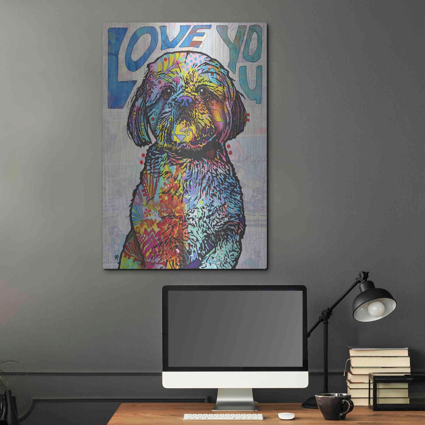 Luxe Metal Art 'Love You Shih Tzu' by Dean Russo, Metal Wall Art,24x36