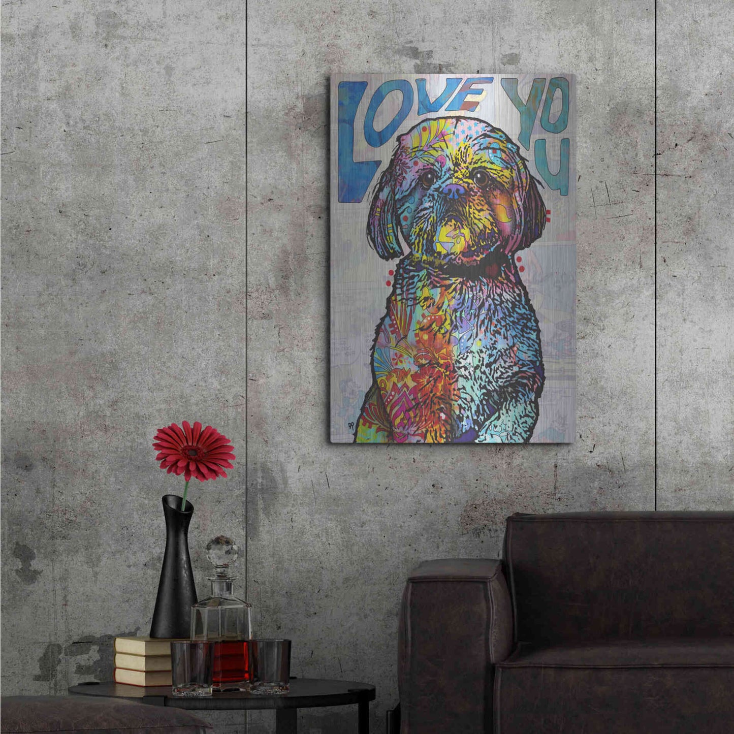 Luxe Metal Art 'Love You Shih Tzu' by Dean Russo, Metal Wall Art,24x36