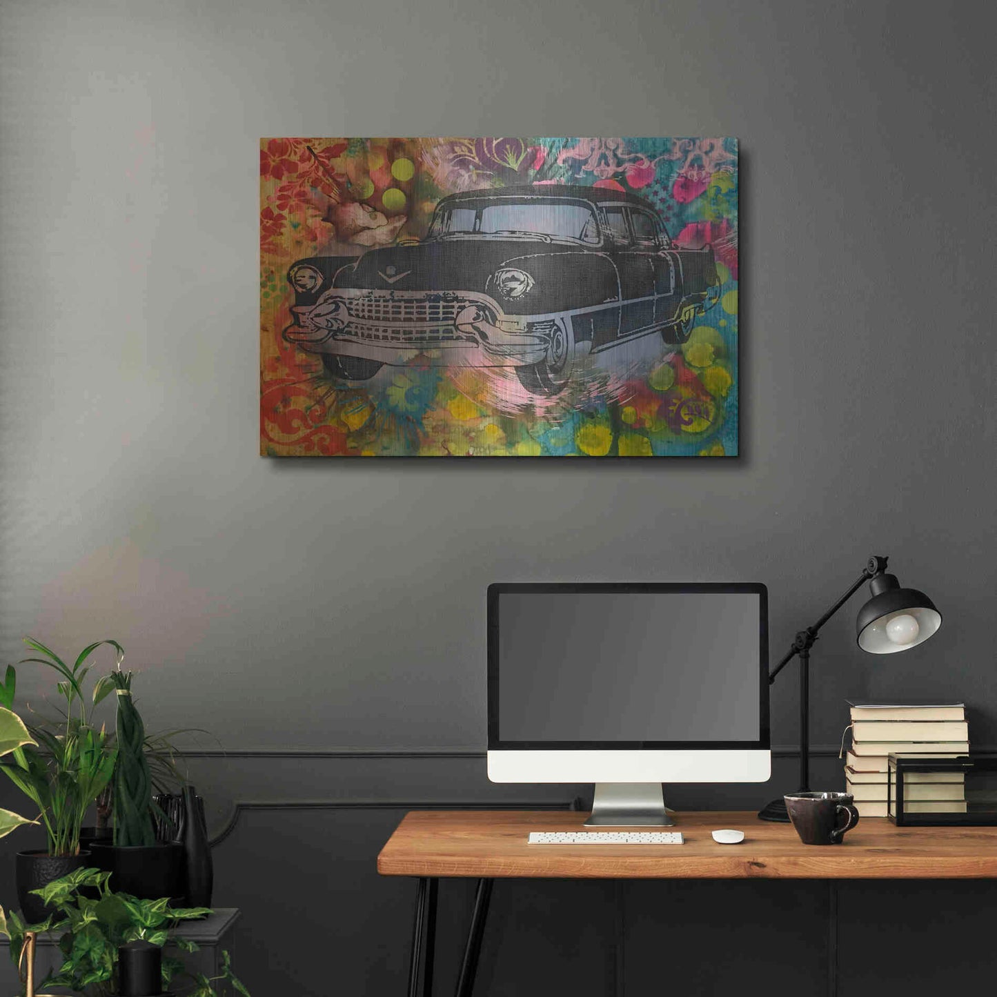 Luxe Metal Art '55 Cadillac' by Dean Russo, Metal Wall Art,36x24