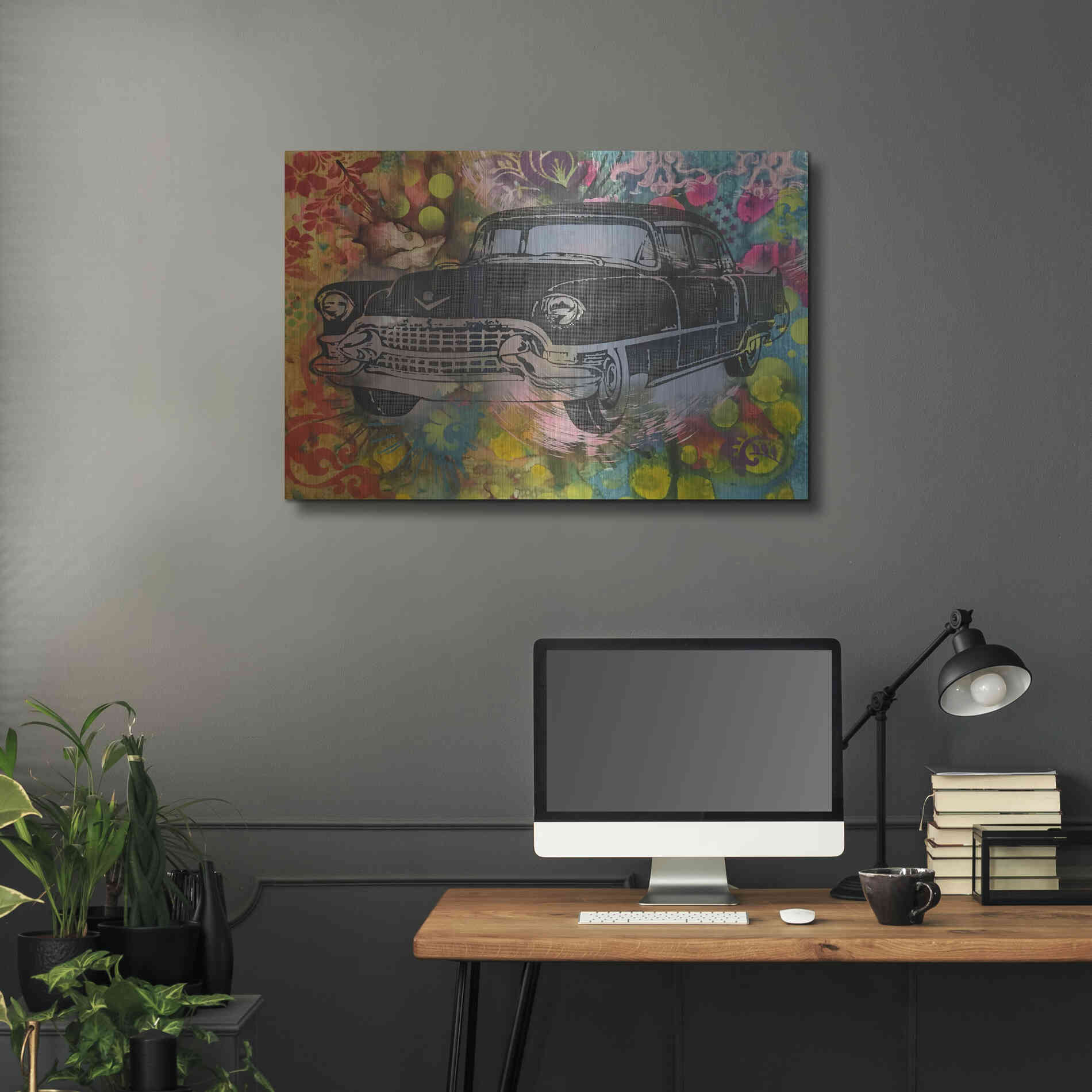 Luxe Metal Art '55 Cadillac' by Dean Russo, Metal Wall Art,36x24