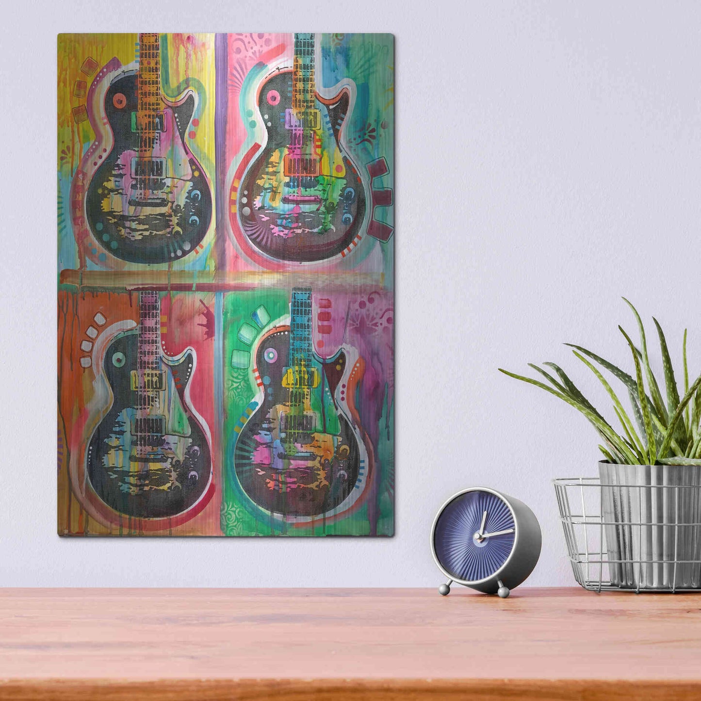 Luxe Metal Art 'Les Paul 4UP' by Dean Russo, Metal Wall Art,12x16