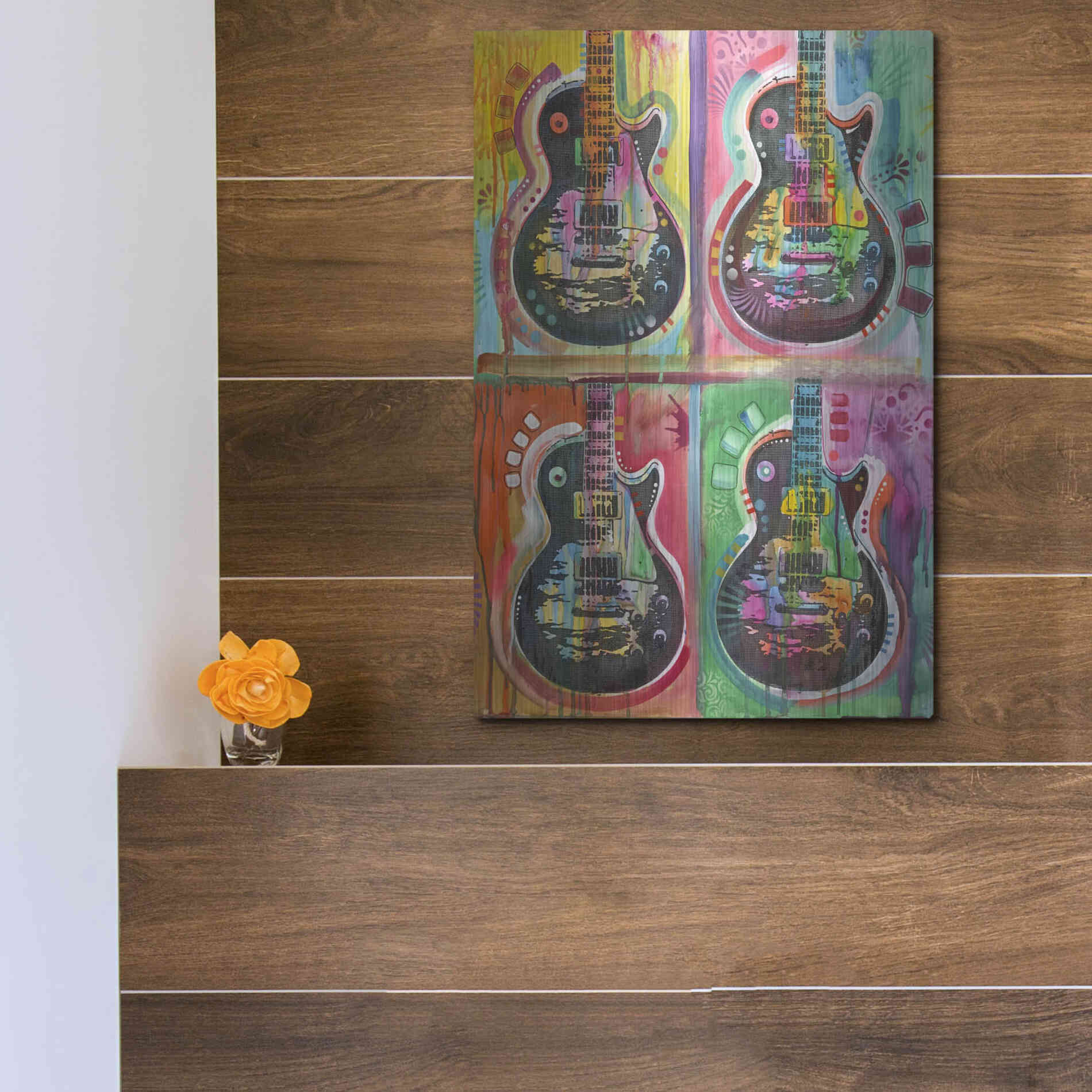 Luxe Metal Art 'Les Paul 4UP' by Dean Russo, Metal Wall Art,12x16