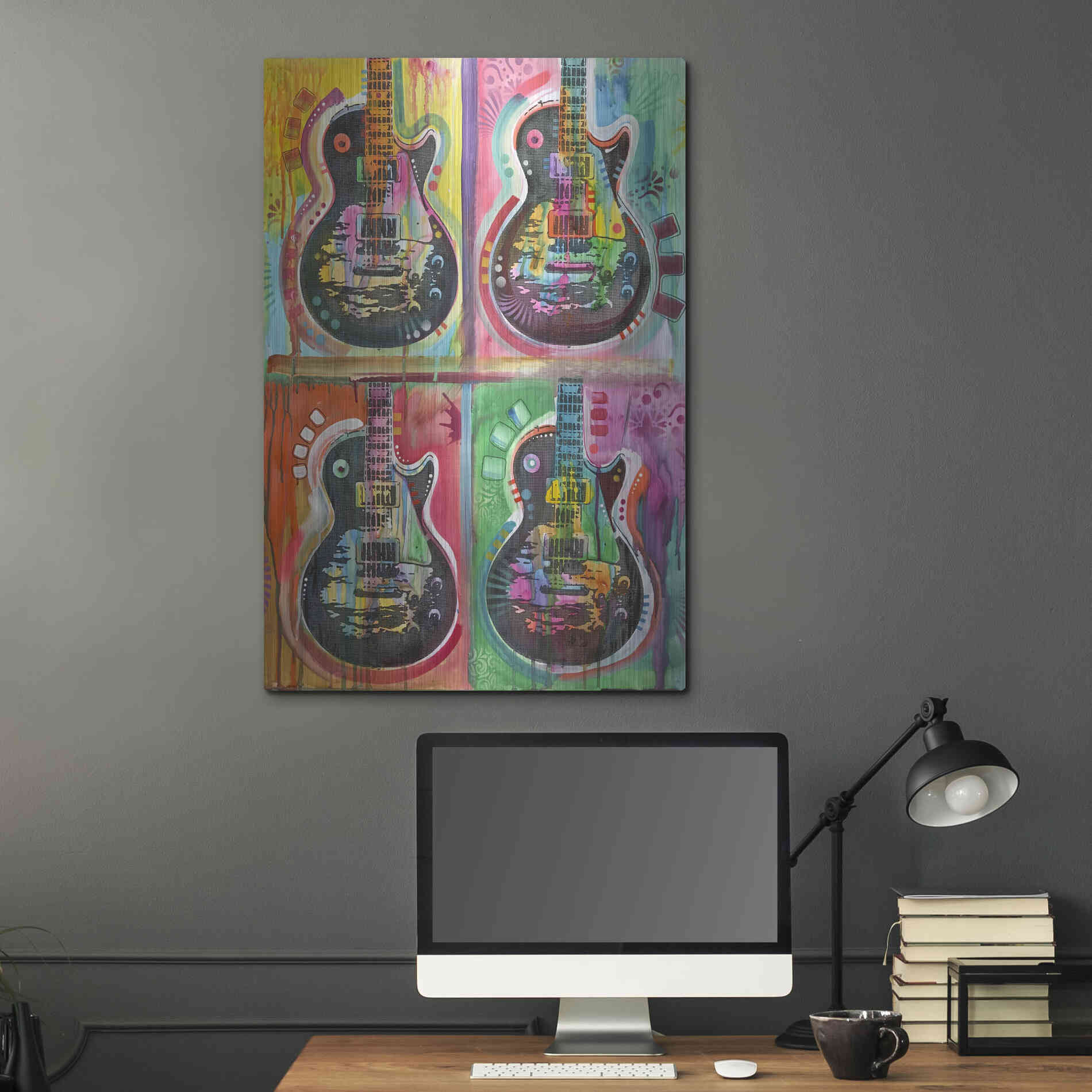 Luxe Metal Art 'Les Paul 4UP' by Dean Russo, Metal Wall Art,24x36