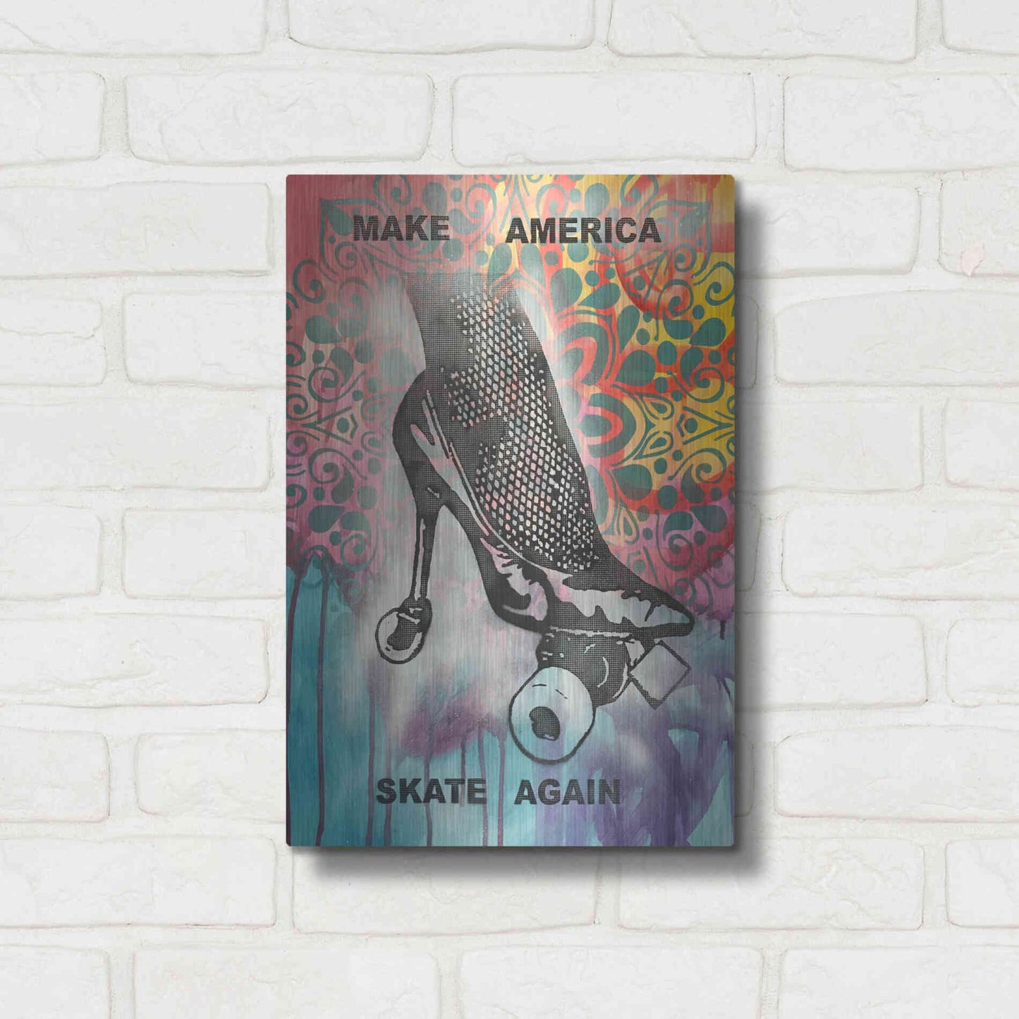 Luxe Metal Art 'Make America Skate Again' by Dean Russo, Metal Wall Art,12x16