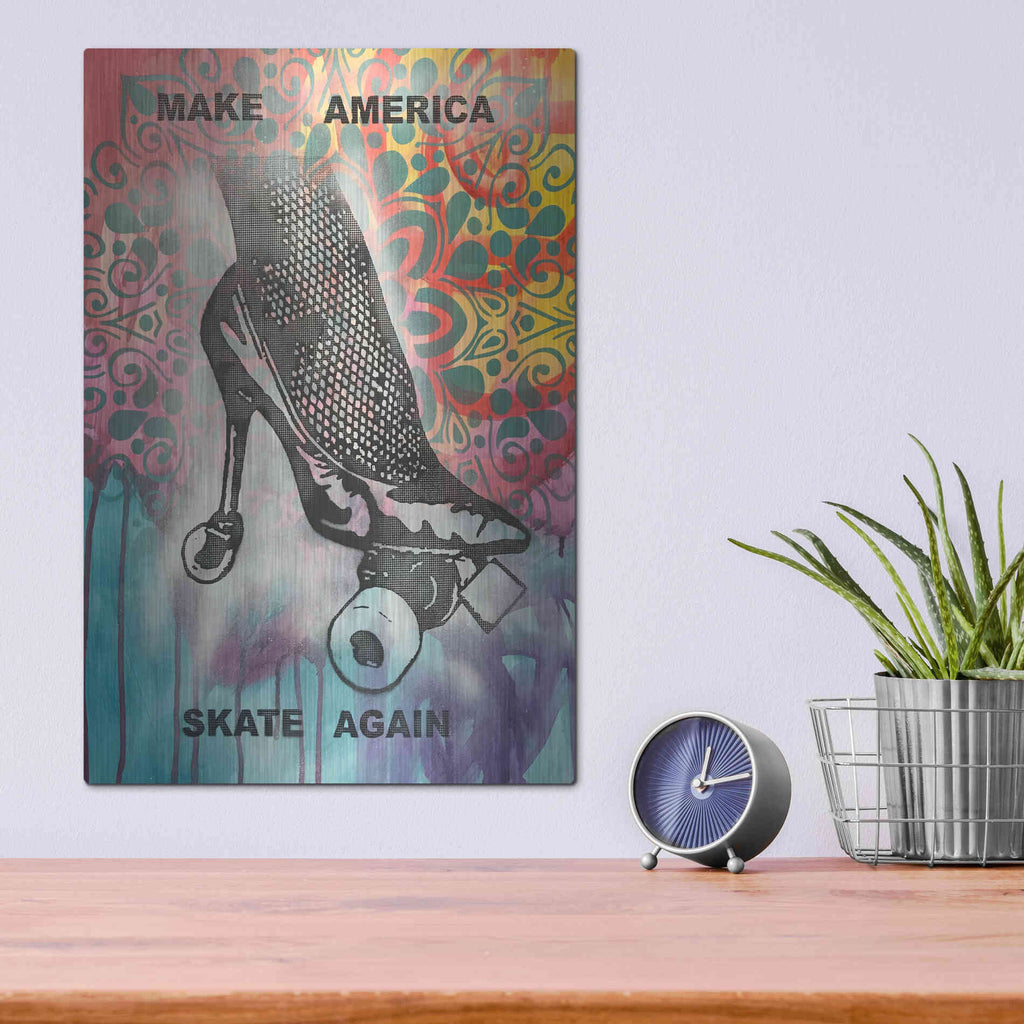 Luxe Metal Art 'Make America Skate Again' by Dean Russo, Metal Wall Art,12x16