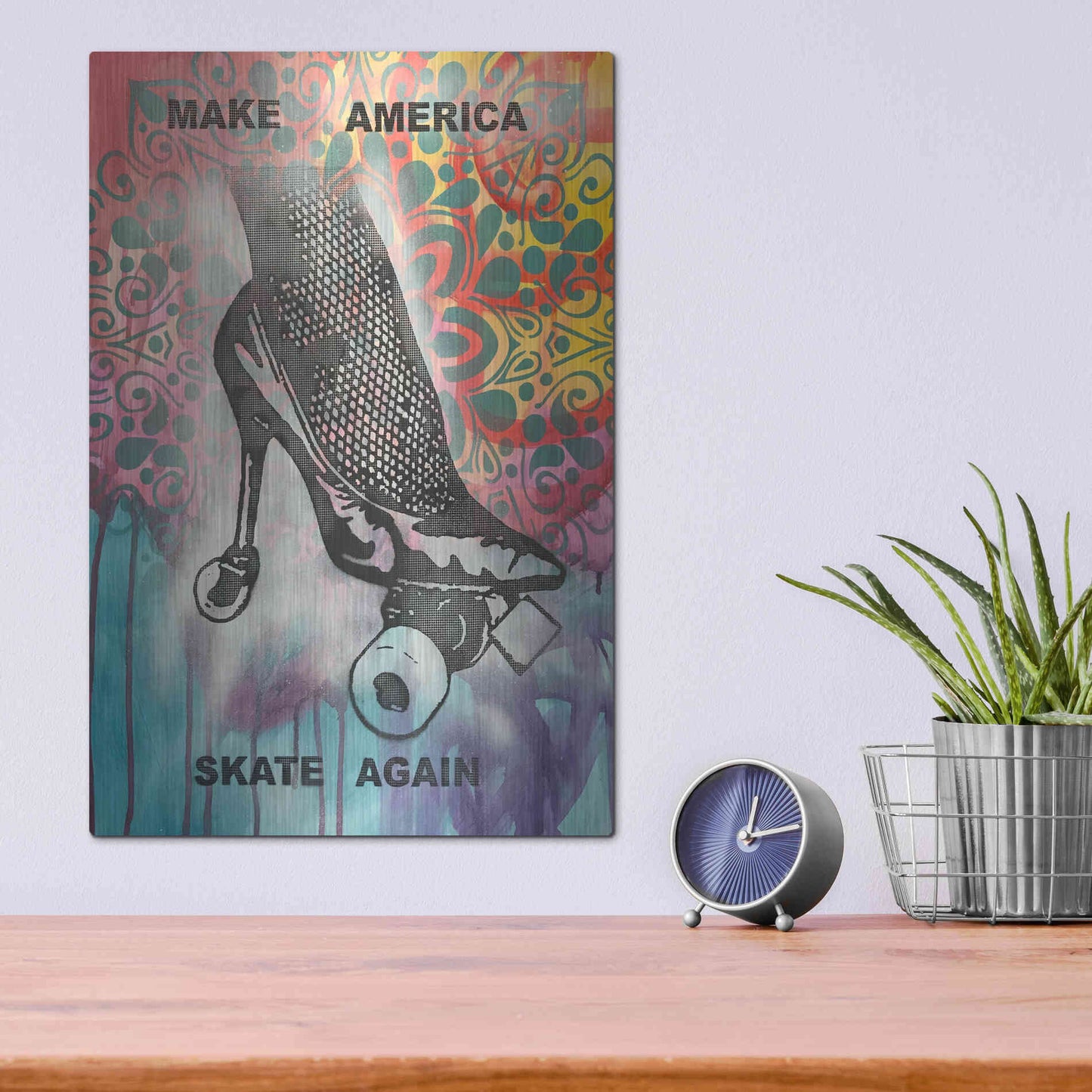 Luxe Metal Art 'Make America Skate Again' by Dean Russo, Metal Wall Art,12x16