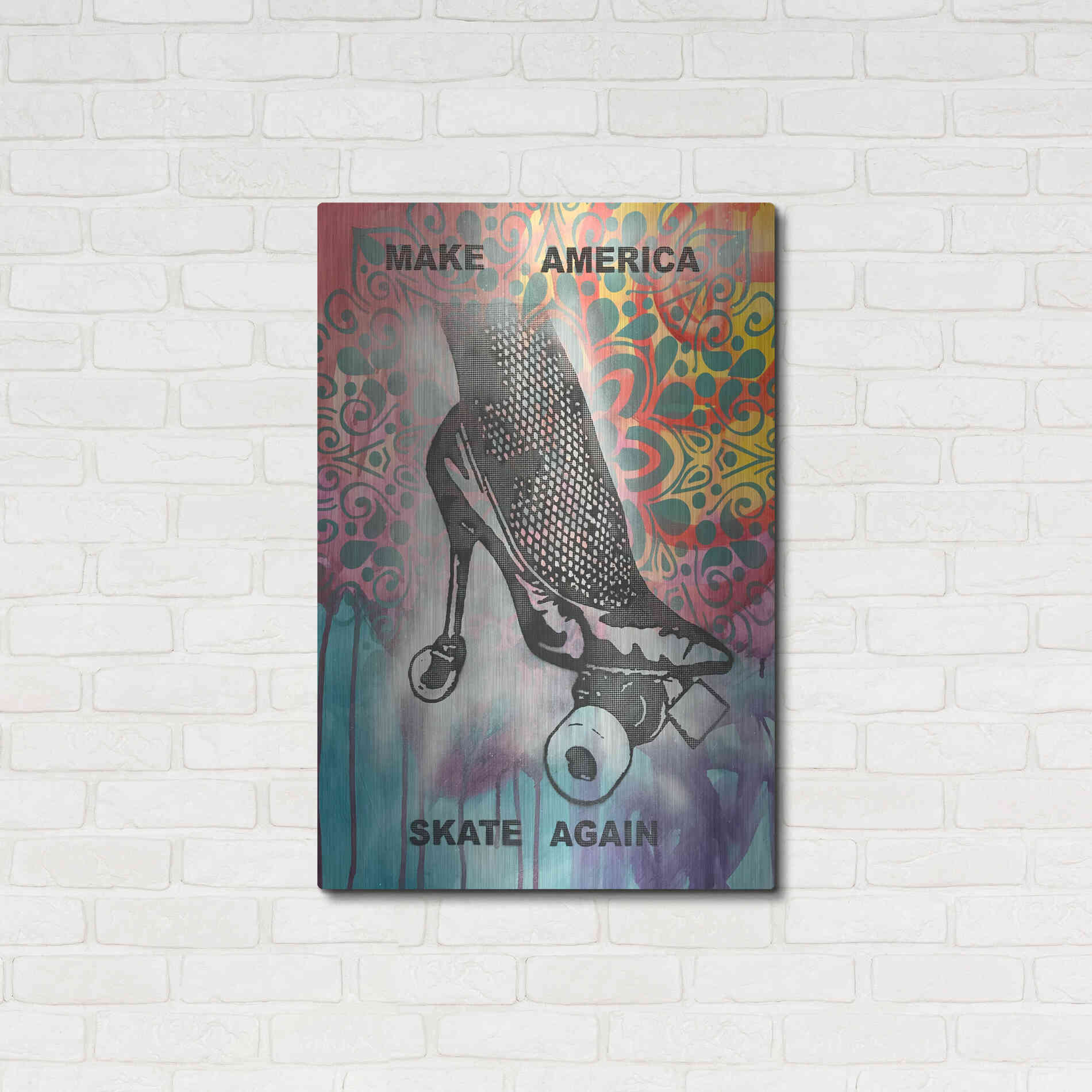 Luxe Metal Art 'Make America Skate Again' by Dean Russo, Metal Wall Art,24x36