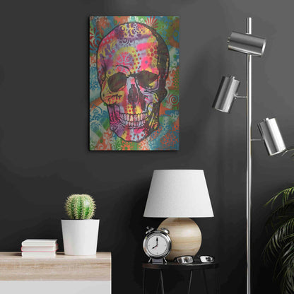 Luxe Metal Art 'Skull 1UP' by Dean Russo, Metal Wall Art,16x24