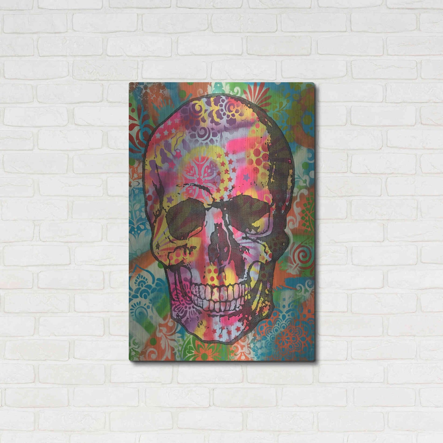 Luxe Metal Art 'Skull 1UP' by Dean Russo, Metal Wall Art,24x36