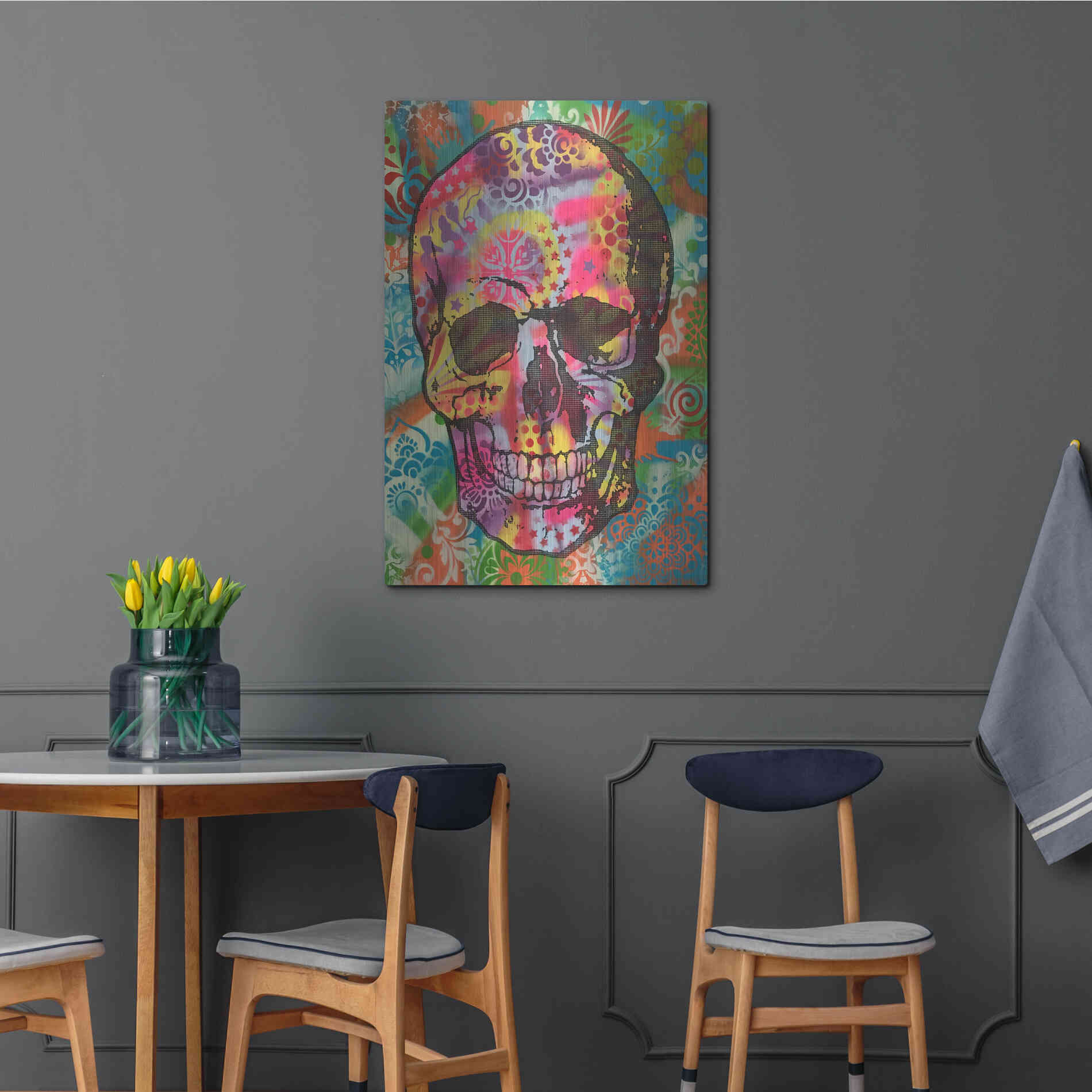 Luxe Metal Art 'Skull 1UP' by Dean Russo, Metal Wall Art,24x36