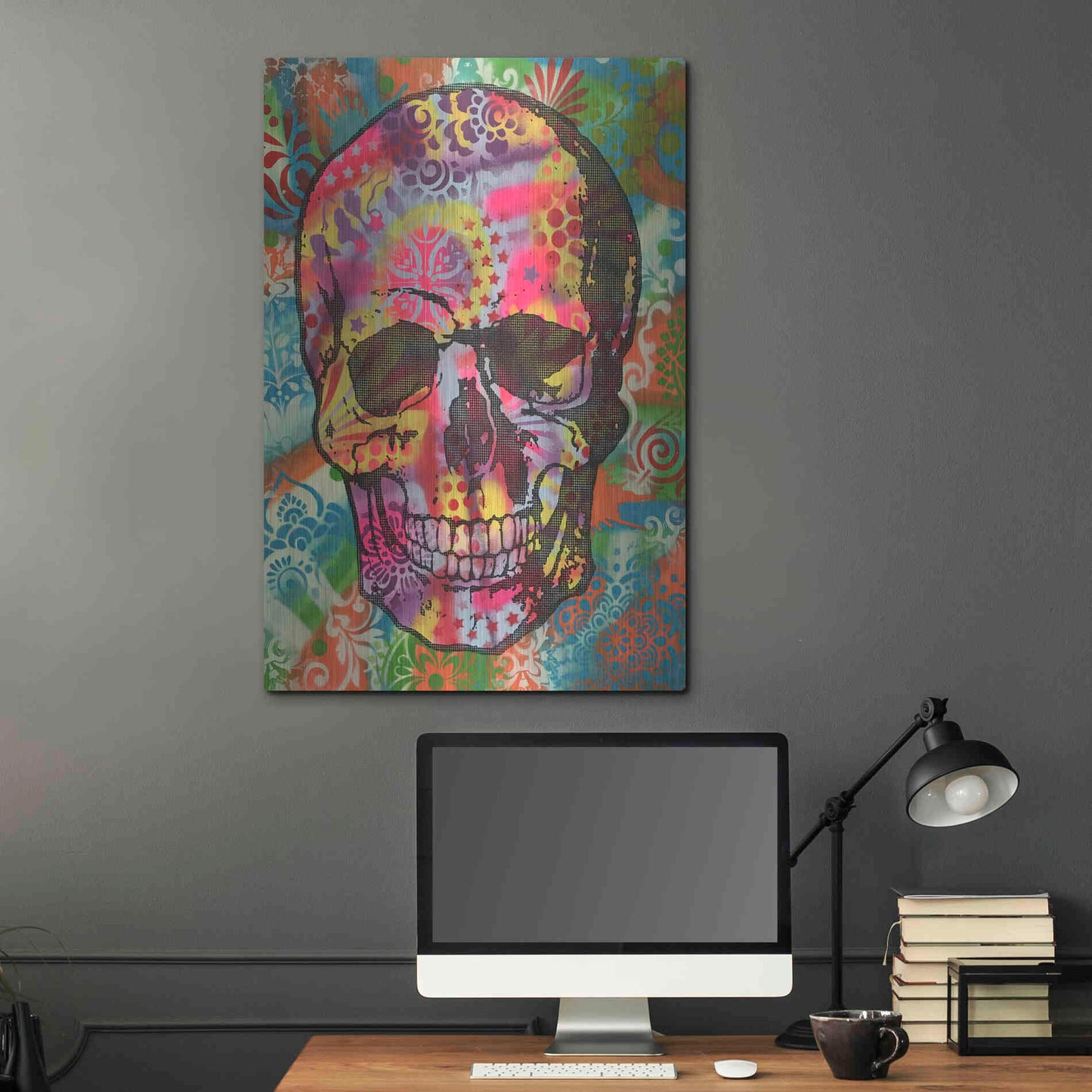 Luxe Metal Art 'Skull 1UP' by Dean Russo, Metal Wall Art,24x36