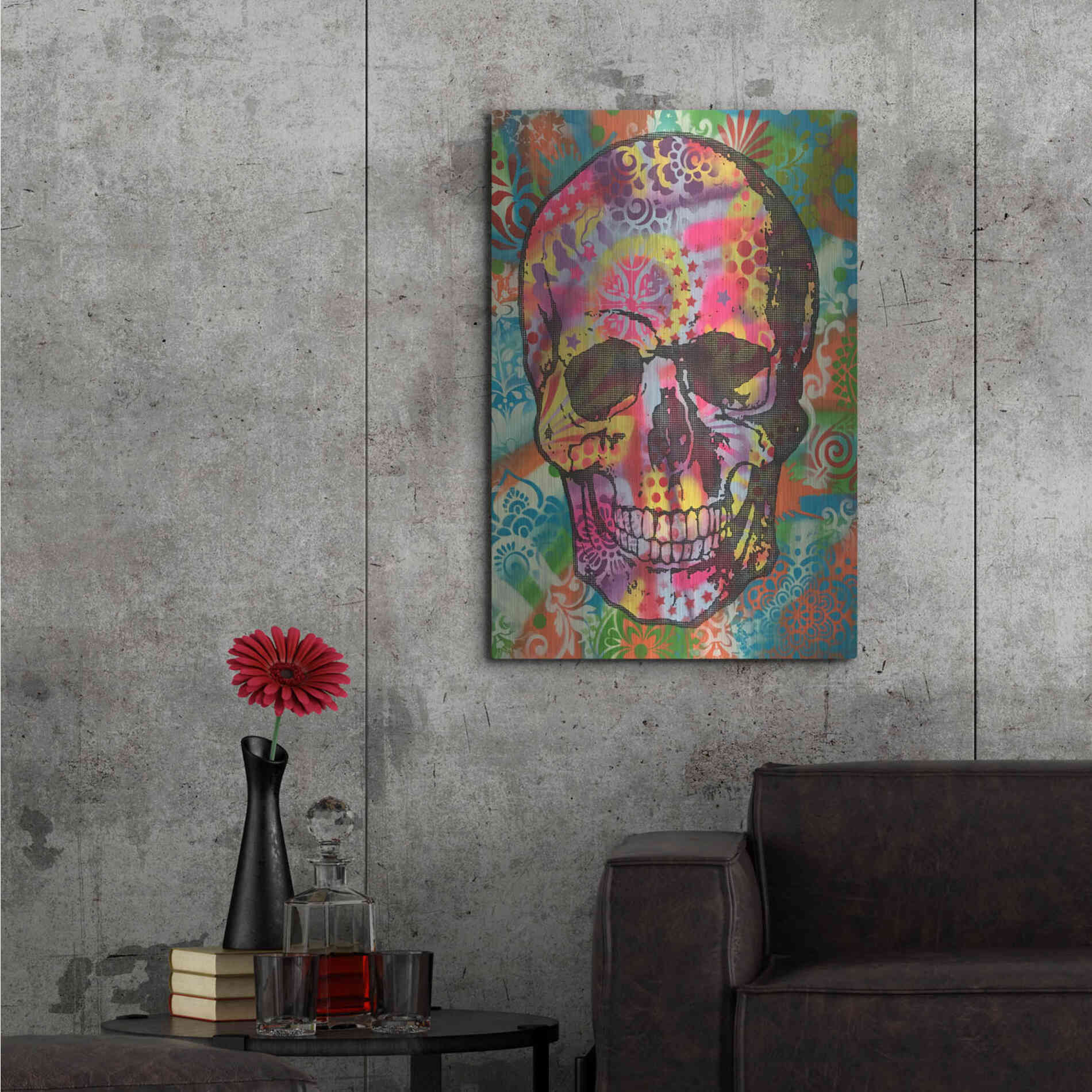 Luxe Metal Art 'Skull 1UP' by Dean Russo, Metal Wall Art,24x36