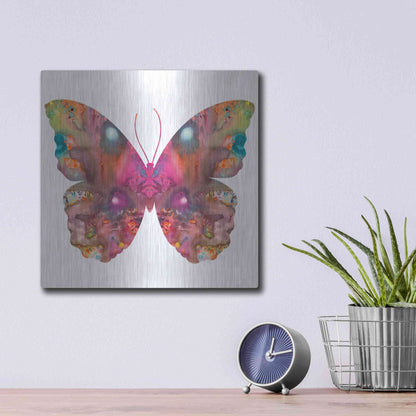 Luxe Metal Art 'Abstract I Butterfly' by Dean Russo, Metal Wall Art,12x12